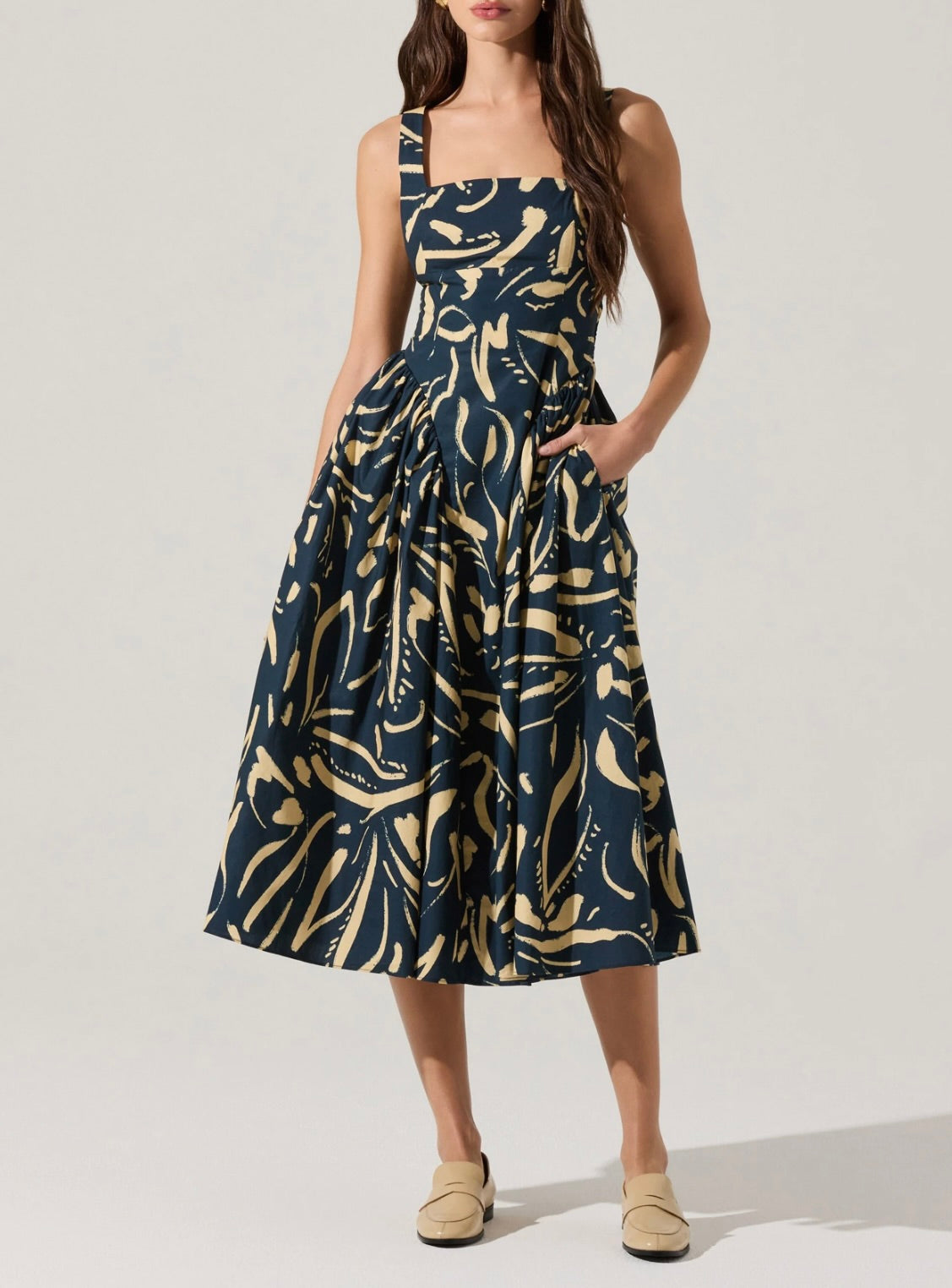 Vinya Drop Waist Midi Dress by Sierra Deene