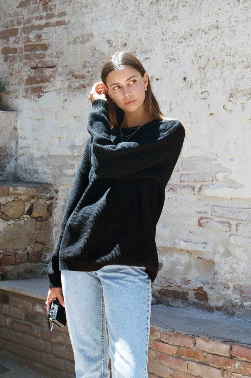 Charles Sweater - Soft Black Sweater by Merritt Charles