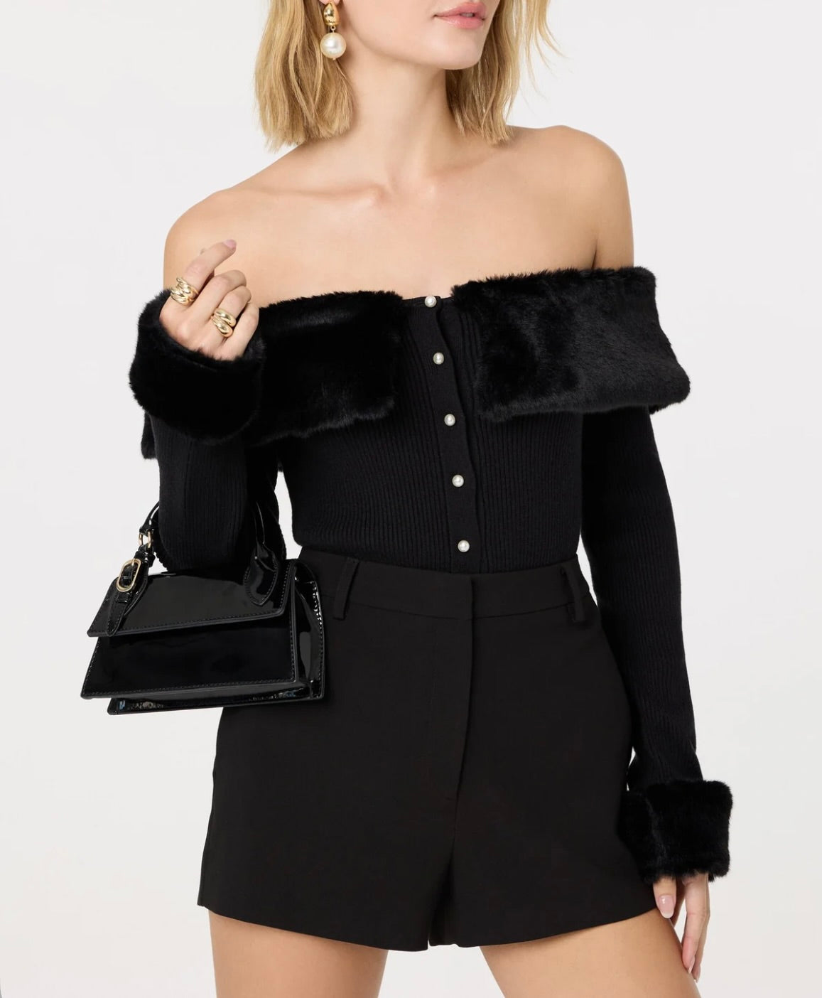 ASTR The Label Tabathia Faux Fur Trim Sweater by Sierra Deene