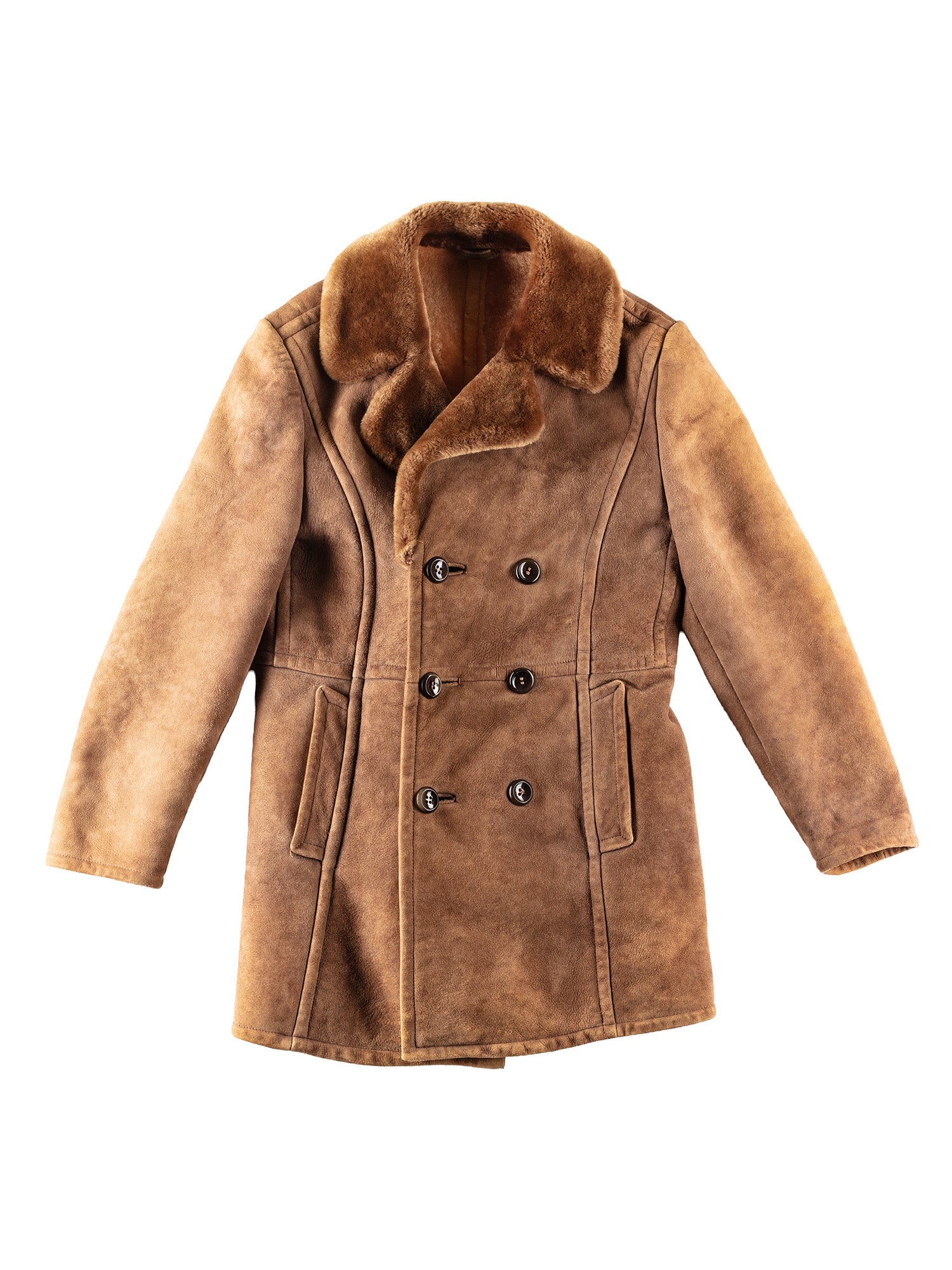 Vintage 70's Men Sheepskin Coat in Brown by Northern Grip