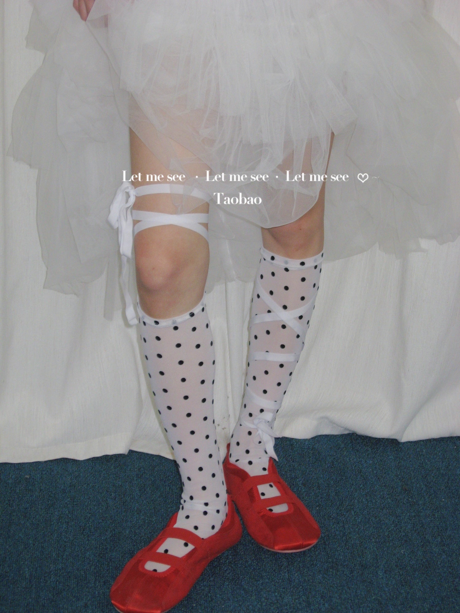 Y2K Polka Dot Tie-Up Mesh Calf Socks - Sweet Cool Girl Style - LET ME SEE by Land Decora
