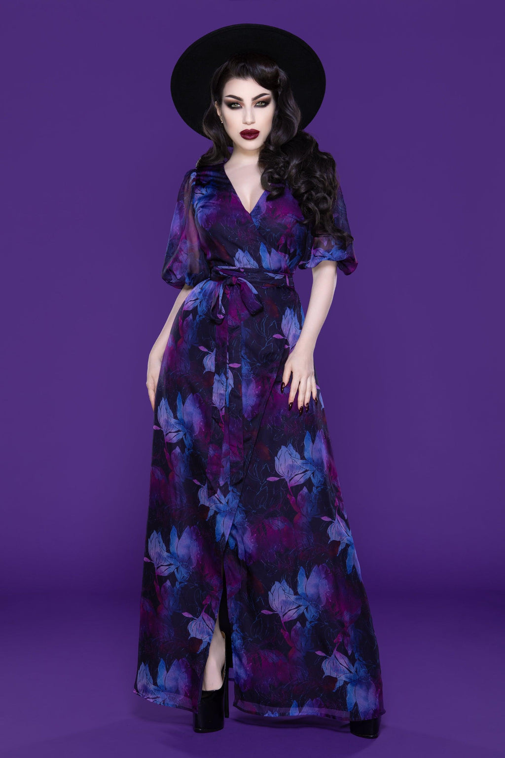 Winona Maxi Dress - Purple Floral by KATAKOMB