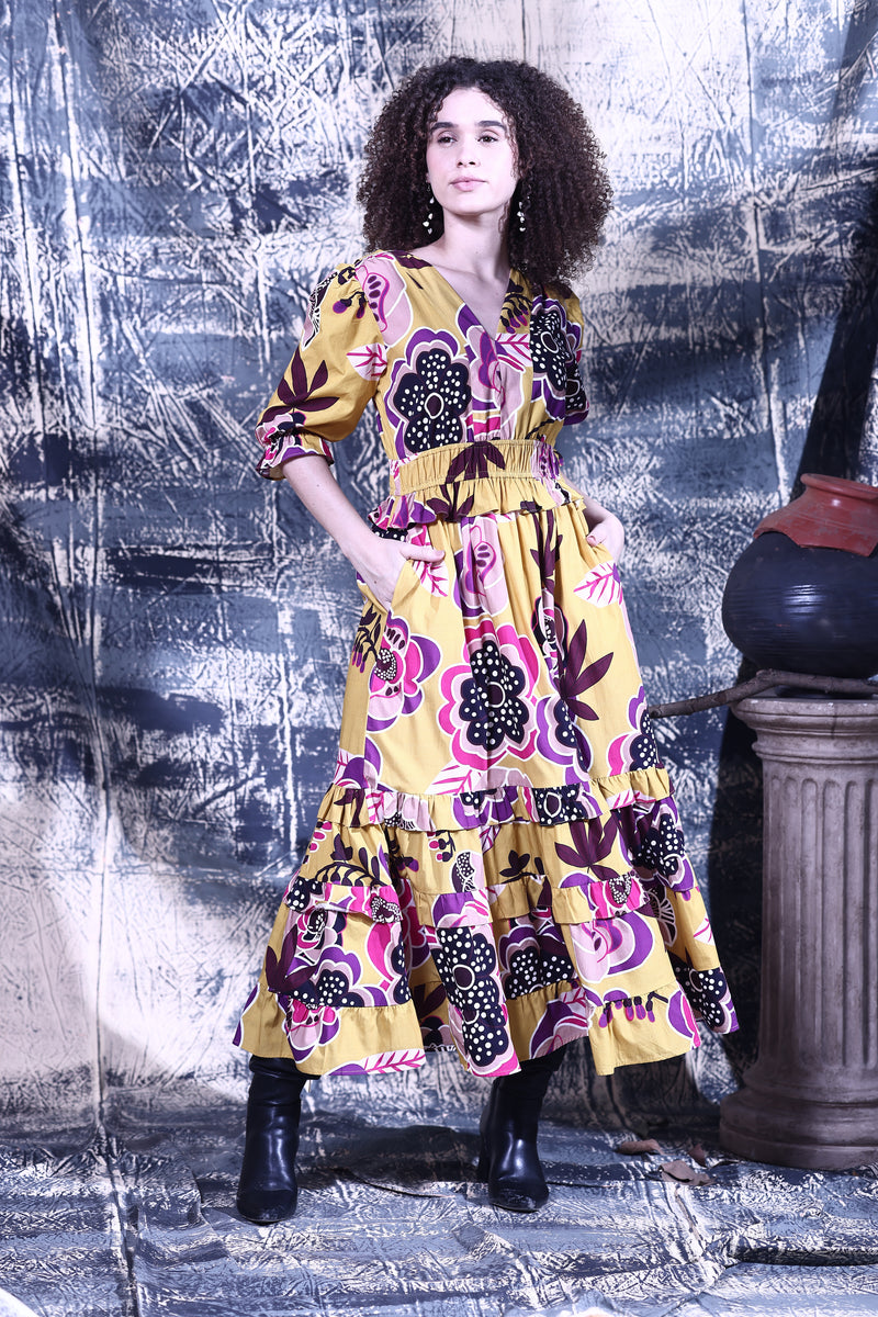 GOLDEN BLOOM EVELYN DRESS by Maude Vivante