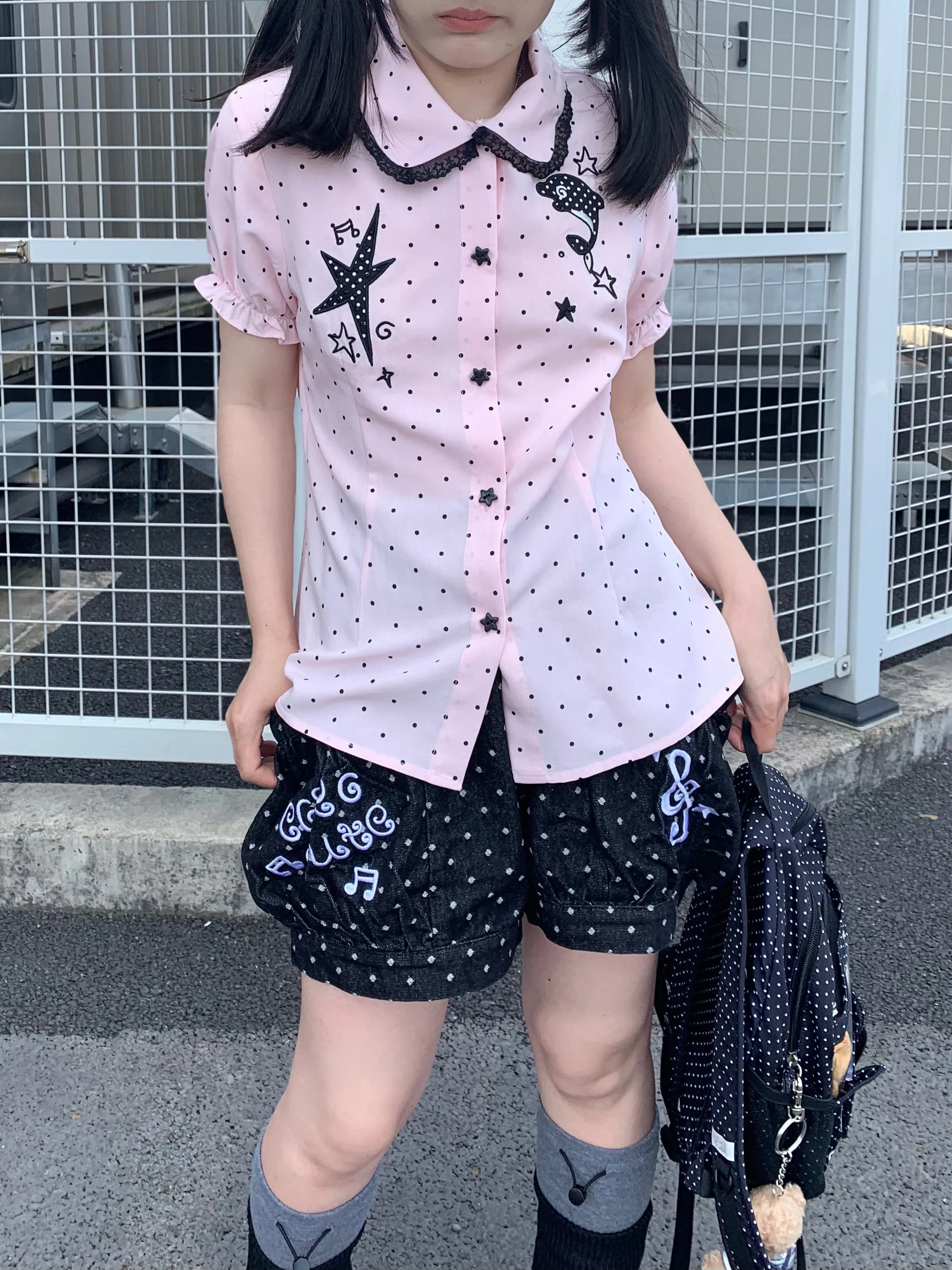 Kawaii Pink Polka Dot Blouse - CokoStore by Land Decora