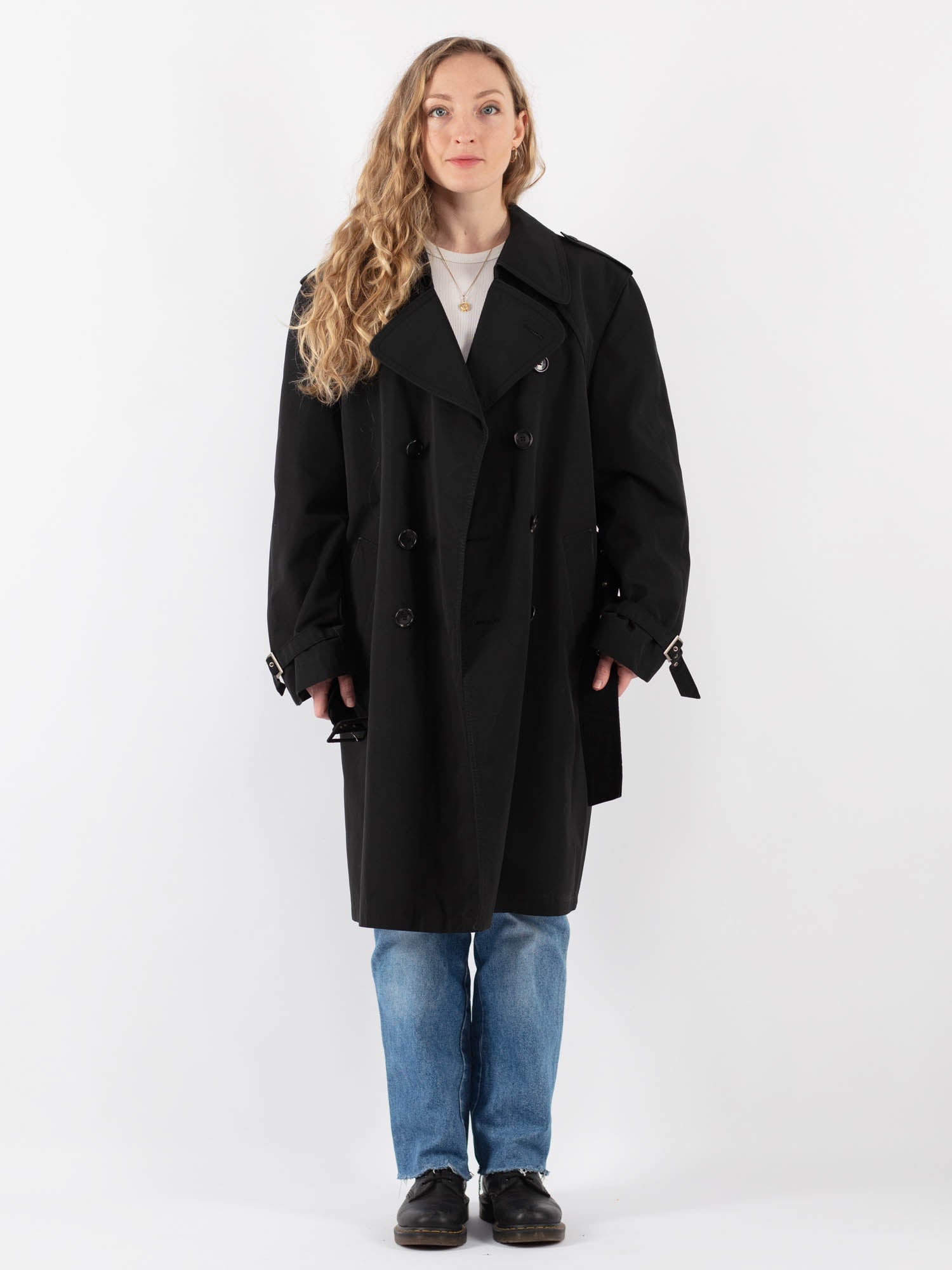Vintage 90's Women Trench Coat in Black by Northern Grip