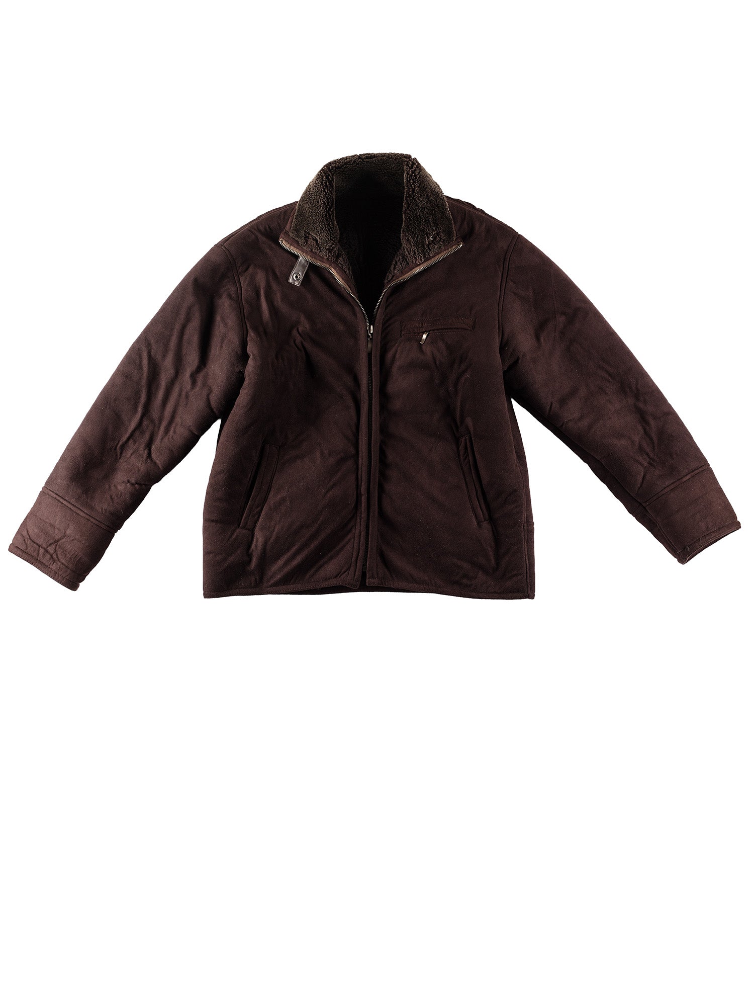 Vintage 90's Men Faux Sheepskin Coat in Dark Brown by Northern Grip