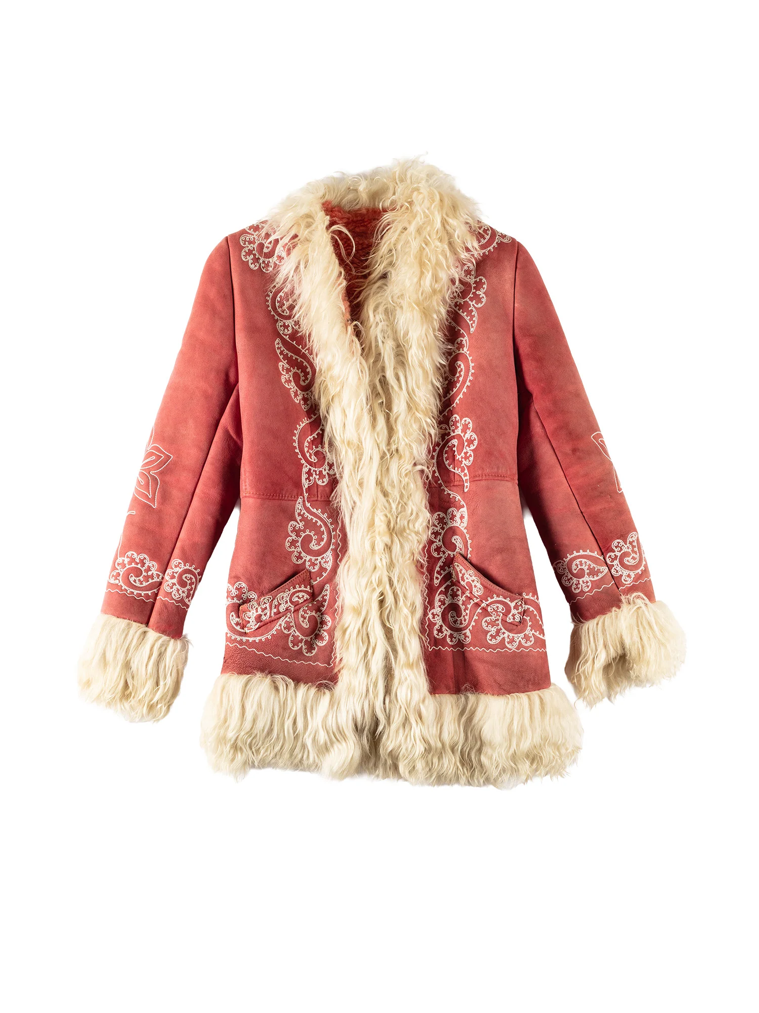 Vintage 70's Women Penny Lane Sheepskin Coat in Red by Northern Grip
