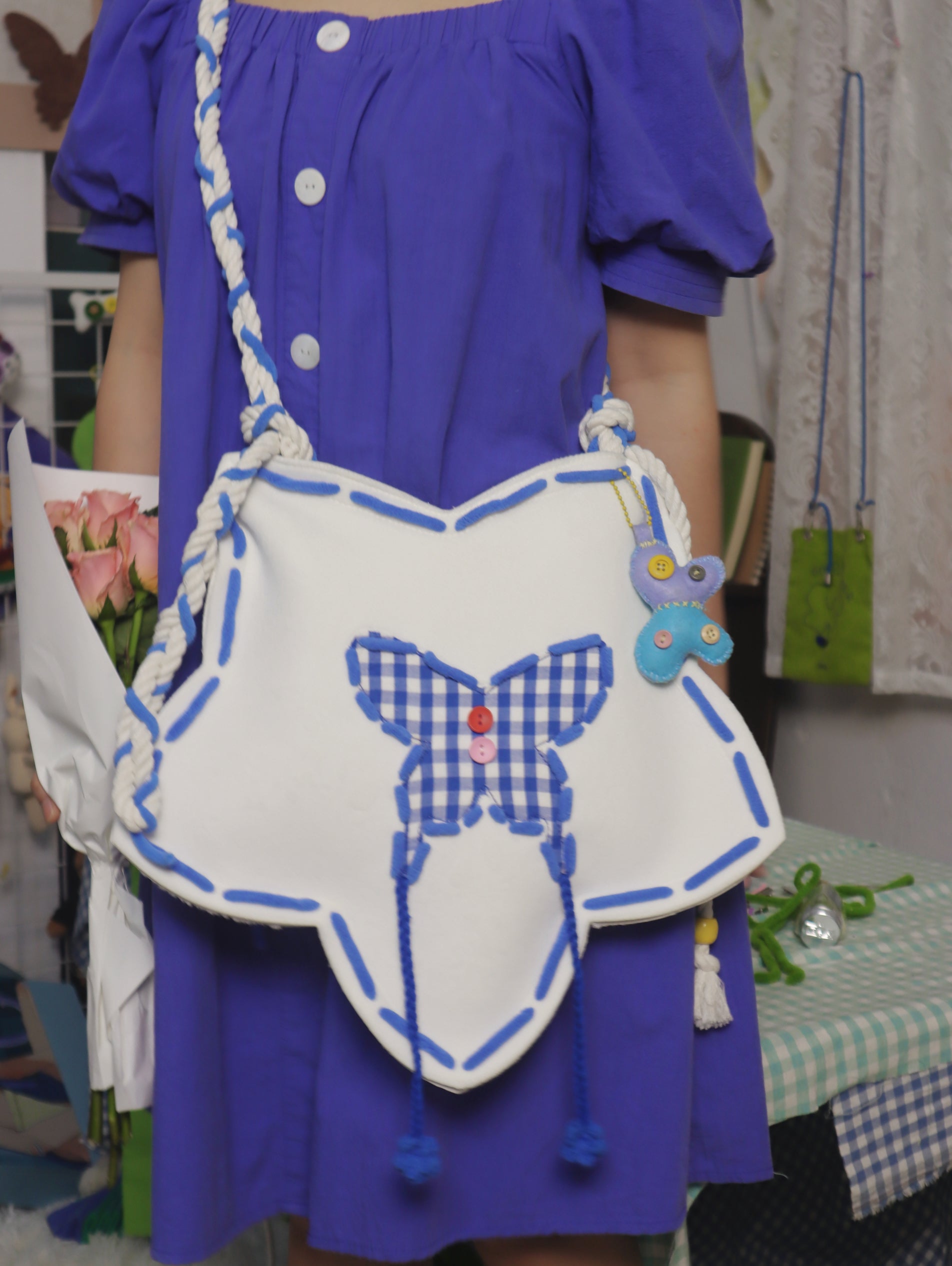 Y2K Dopamine Cute Crossbody Bag Handmade Adjustable - One Fish by Land Decora