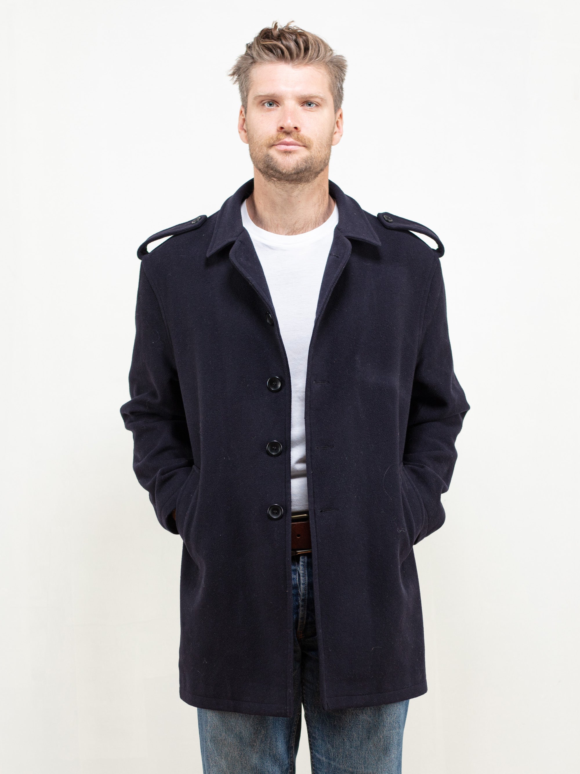 Vintage 90's Blue Wool Peacoat Men by Northern Grip