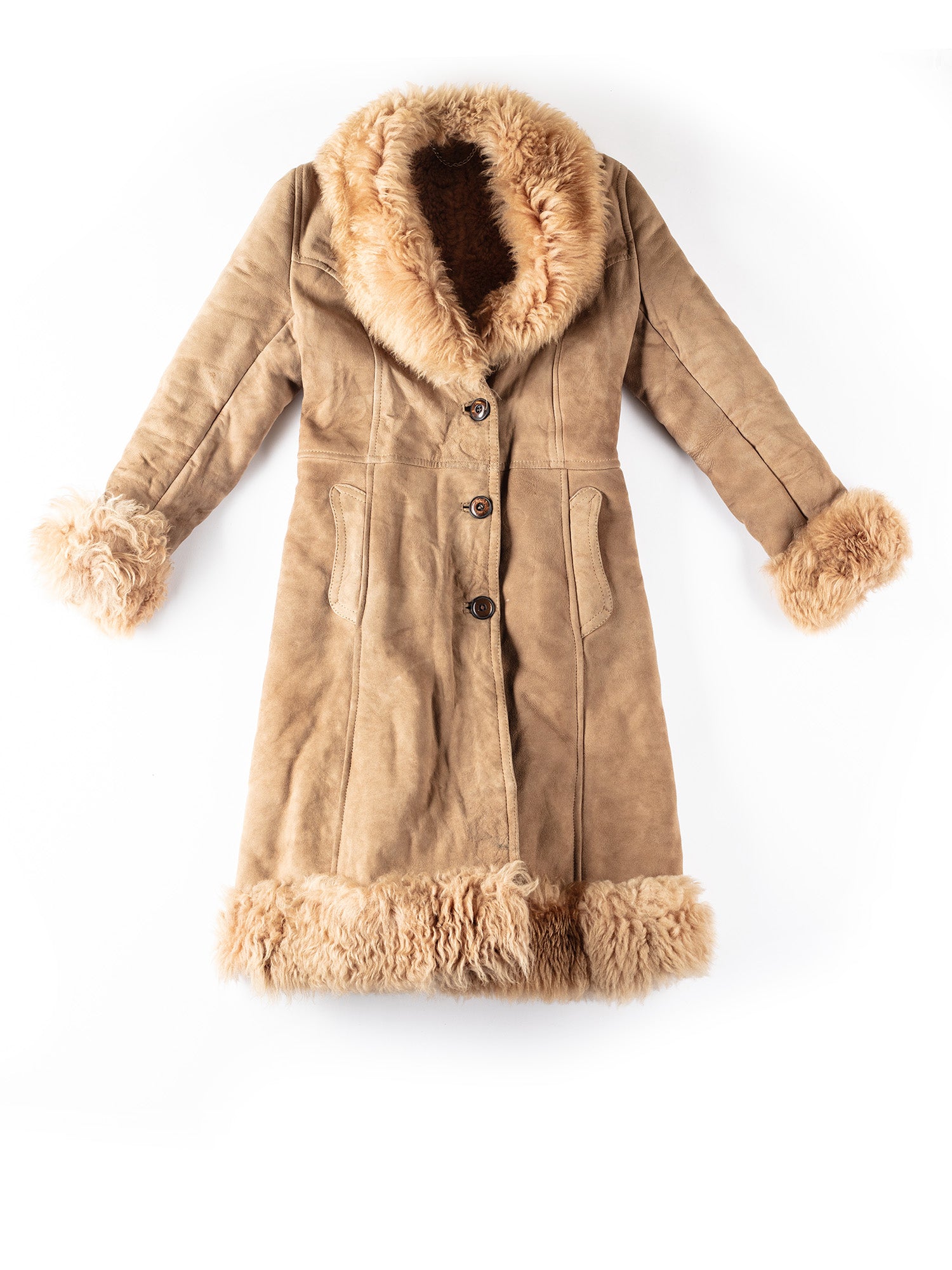 Vintage 70's Women Penny Lane Sheepskin Coat in Beige by Northern Grip