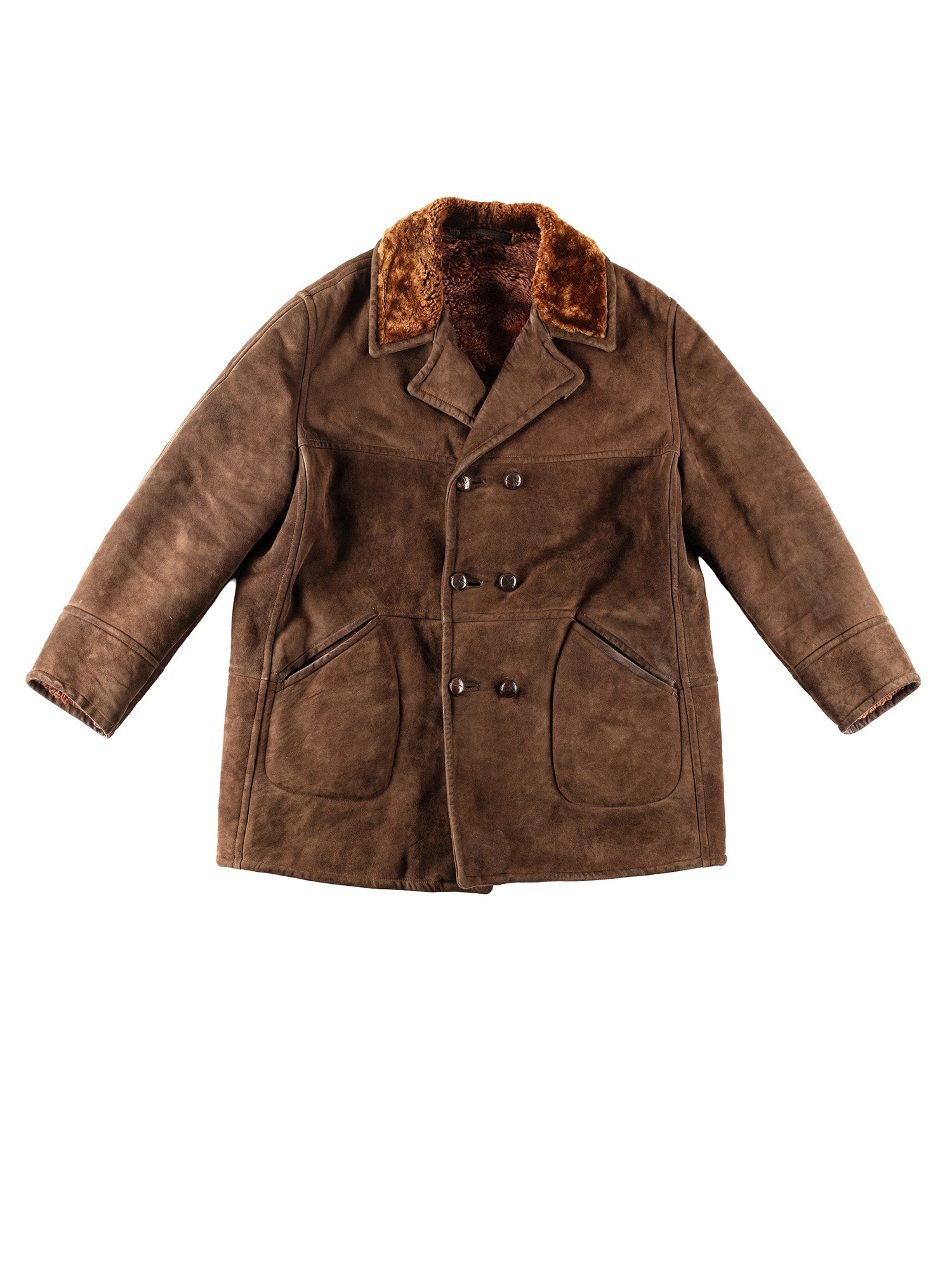 Vintage 80's Men Sheepskin Coat in Brown by Northern Grip