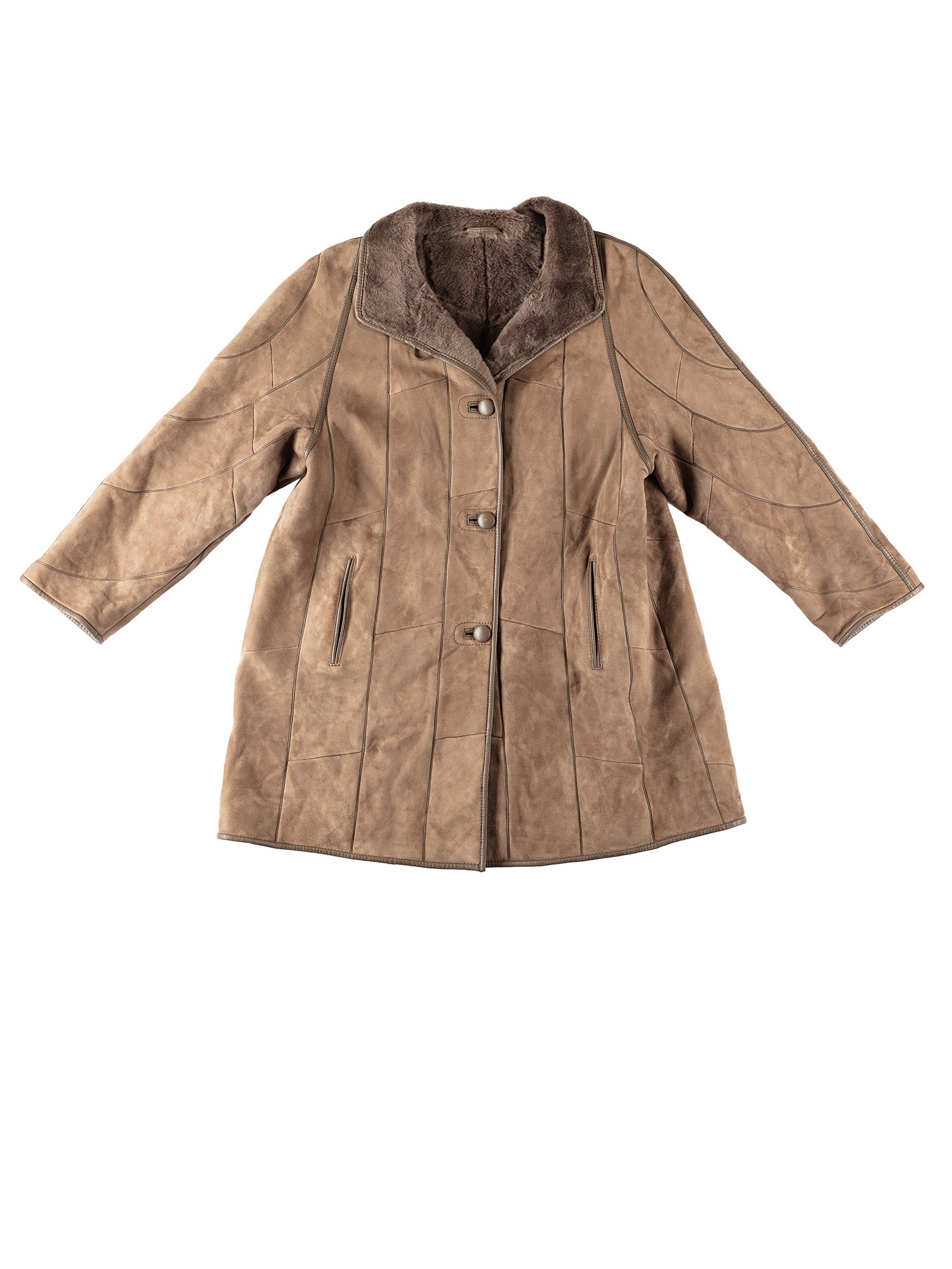 Vintage 80's Women Sheepskin Coat in Beige by Northern Grip