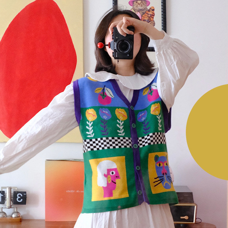 Kawaii Colorblock Knit Vest – uodycoco by Land Decora