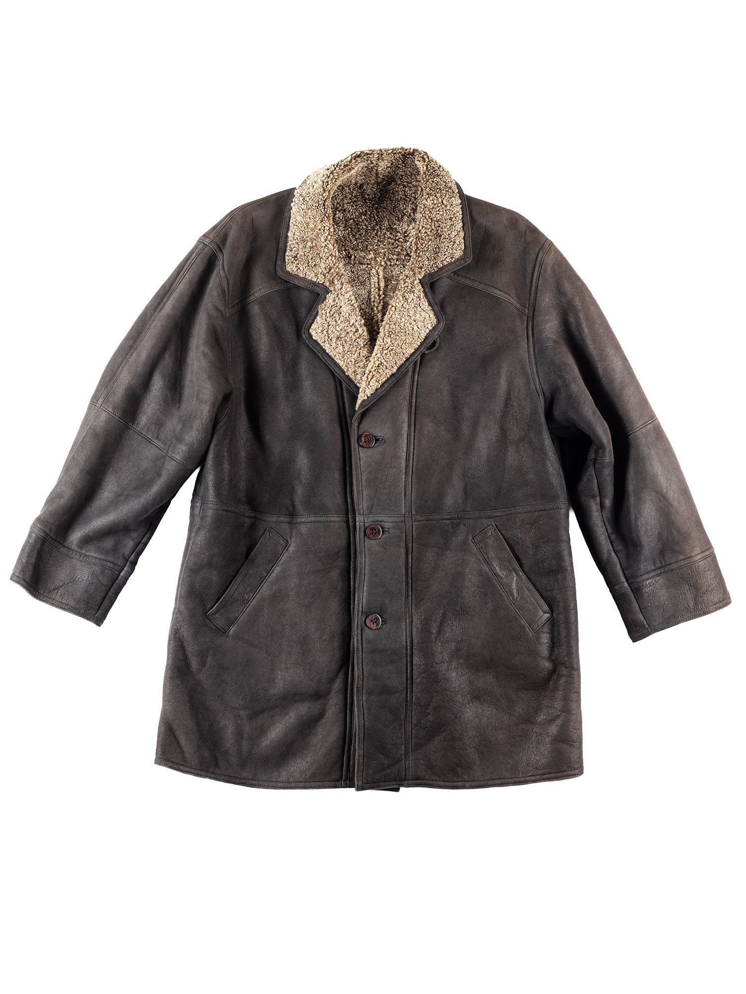 Vintage 90's Men Sheepskin Coat in Black by Northern Grip