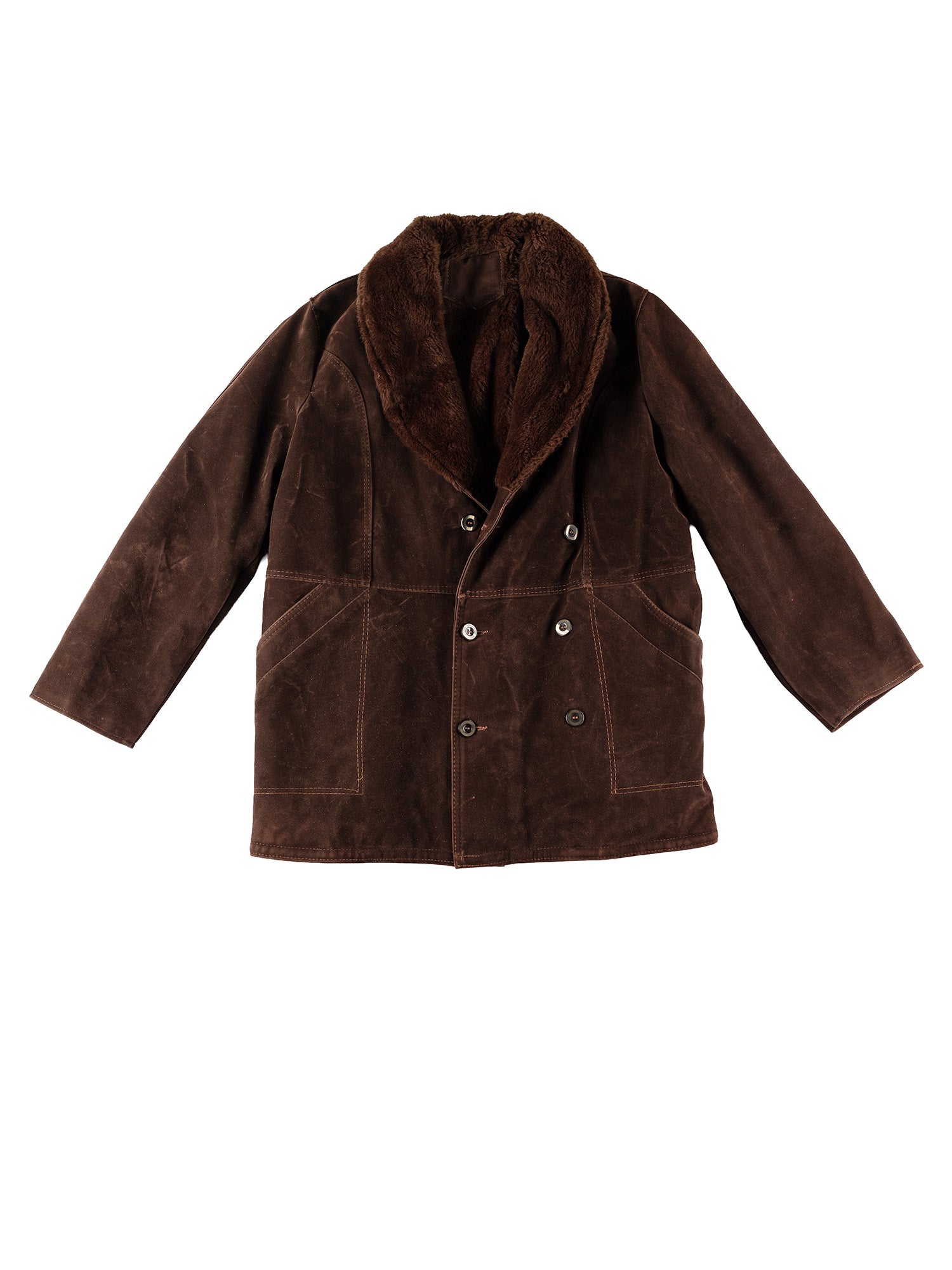 Vintage 90's Men Faux Sheepskin Coat in Brown by Northern Grip