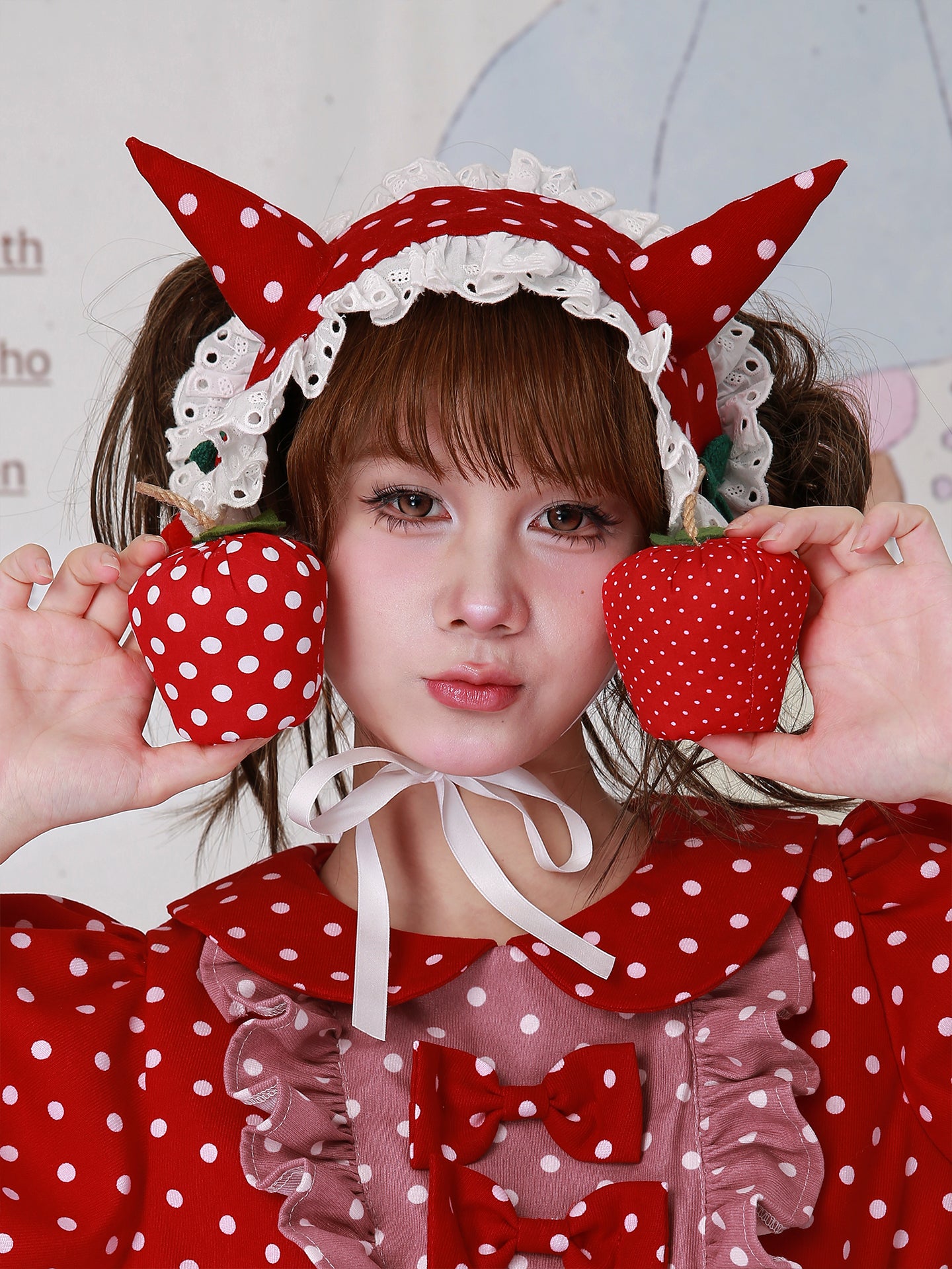 Kawaii Red Polka Dot Demon Headband Vintage Lolita Hair Accessory - SOS MEME CLUB by Land Decora