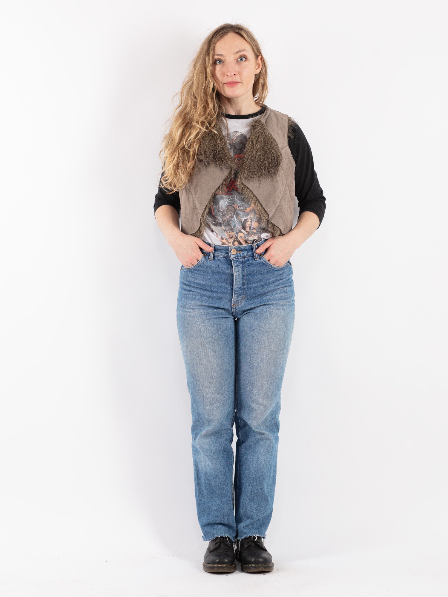 Vintage 90's Women Sherpa Vest in Beige by Northern Grip