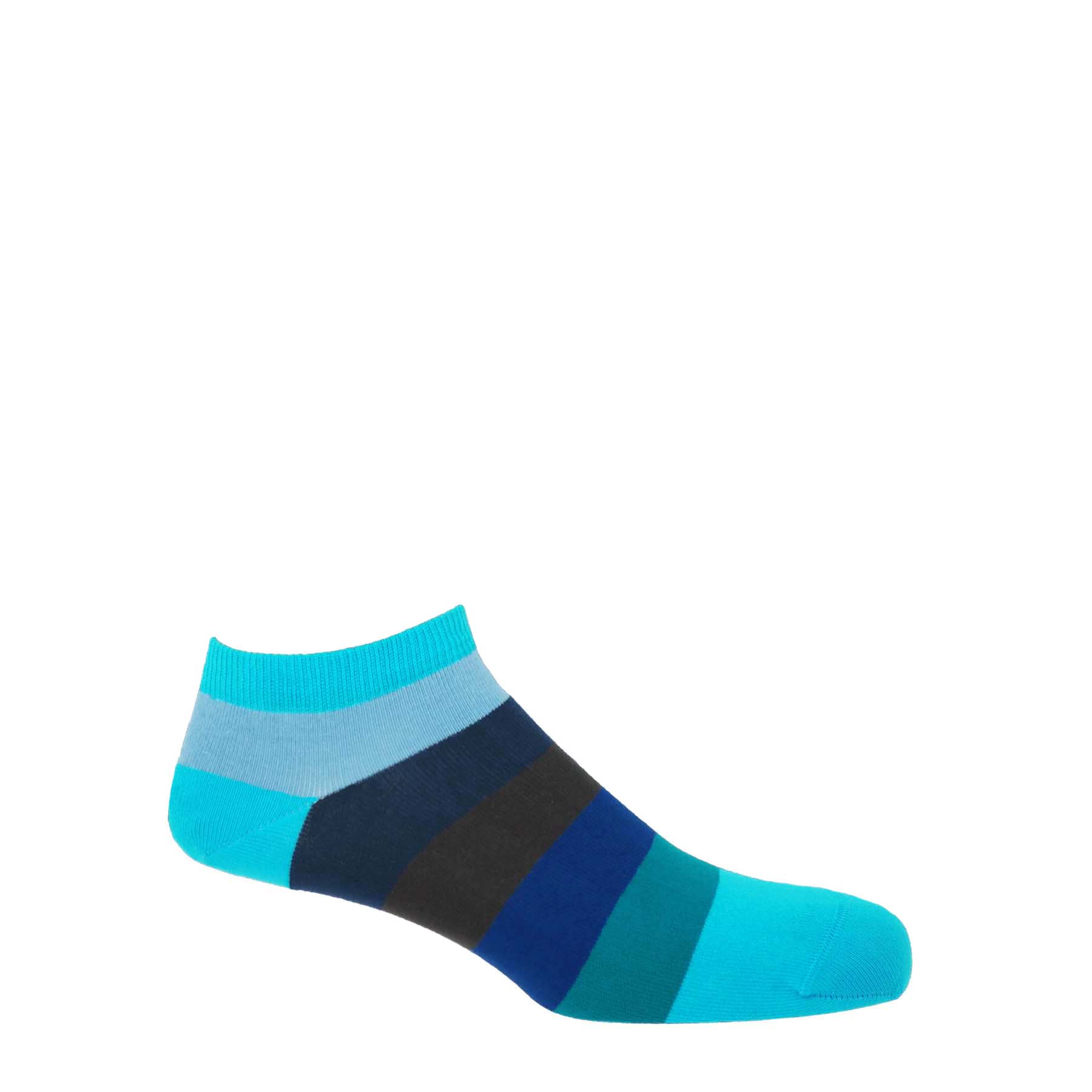 Block Stripe Men's Trainer Socks - Aqua by Peper Harow
