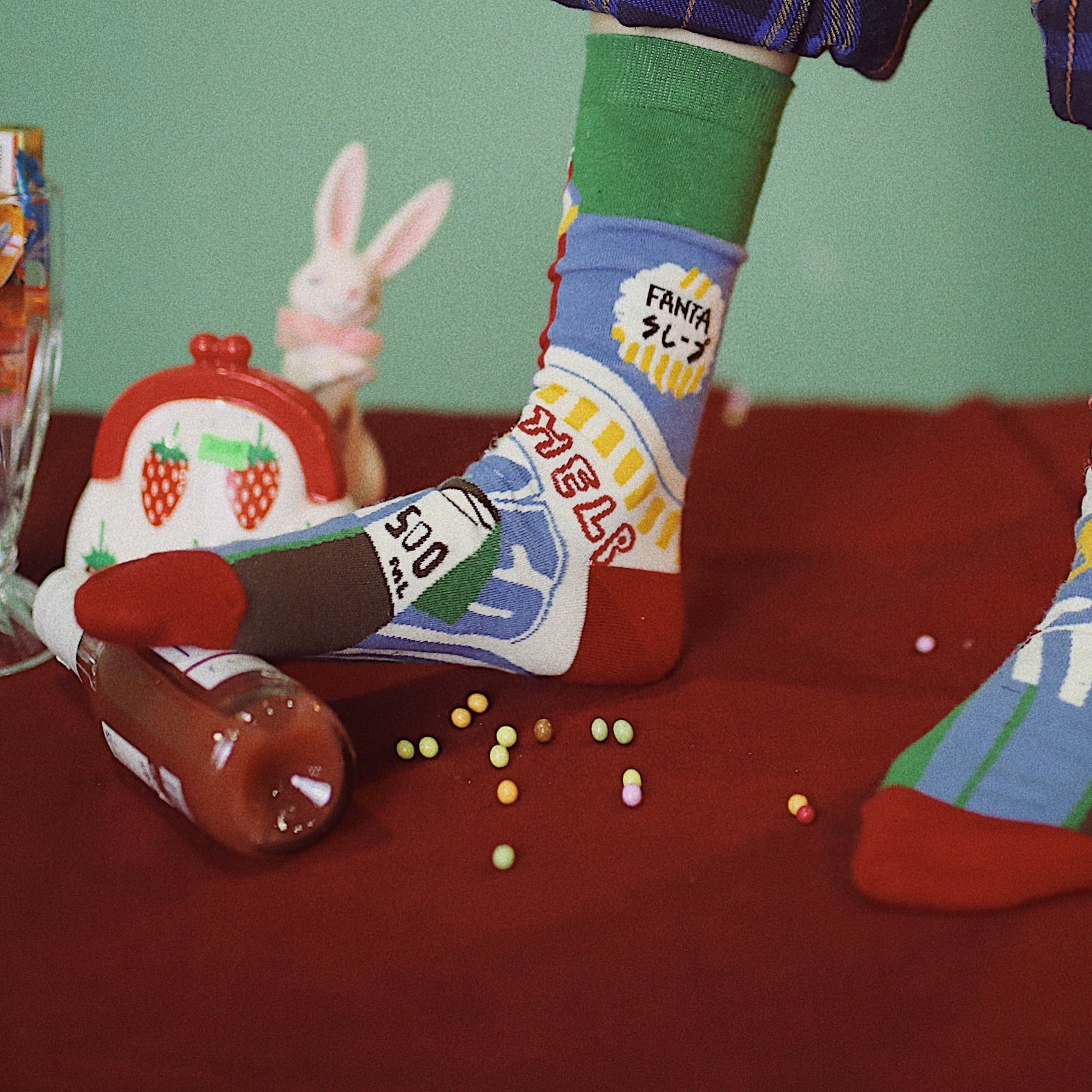 Harajuku Socks Unique Illustration Food-Themed Cute Japanese Mid-Calf Socks - HELPHELP by Land Decora