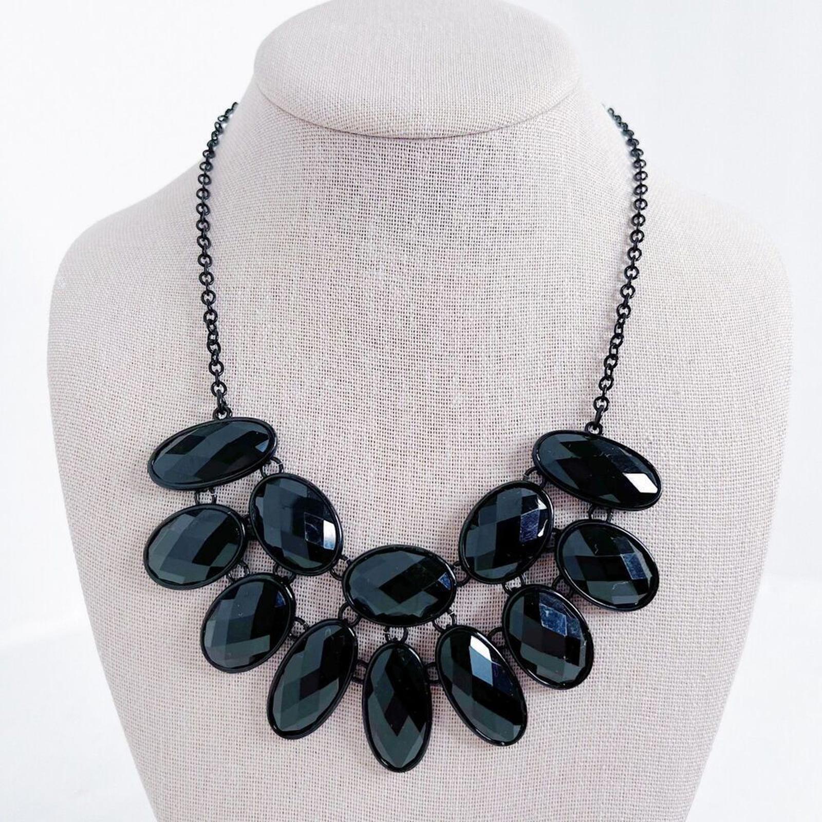 Black Rhinestone Statement Necklace by Hot Girl Secondhand