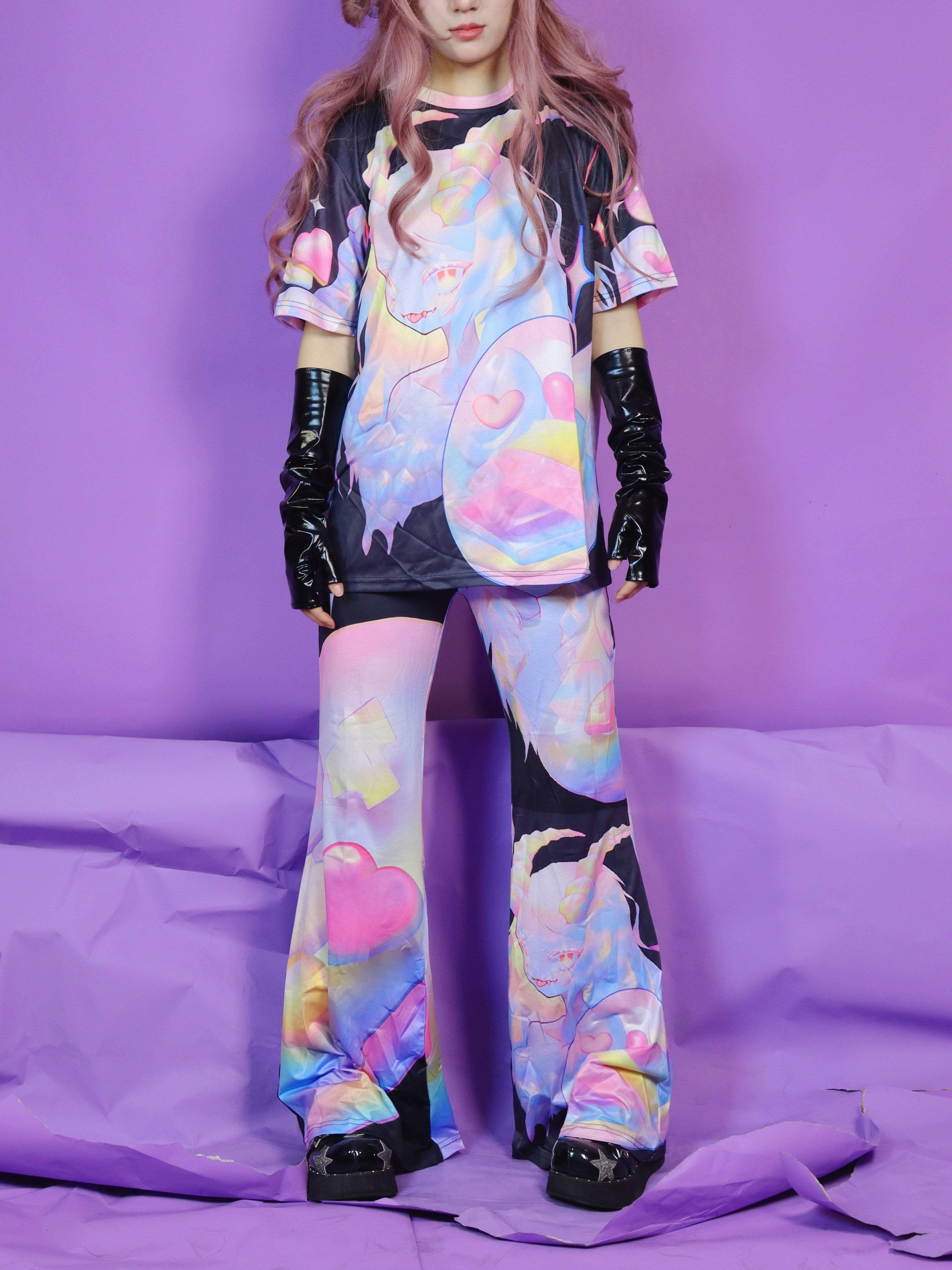 LEERROO Pants Dreamcore Retro Trousers Yoga Bell Bottom Pants by Land Decora