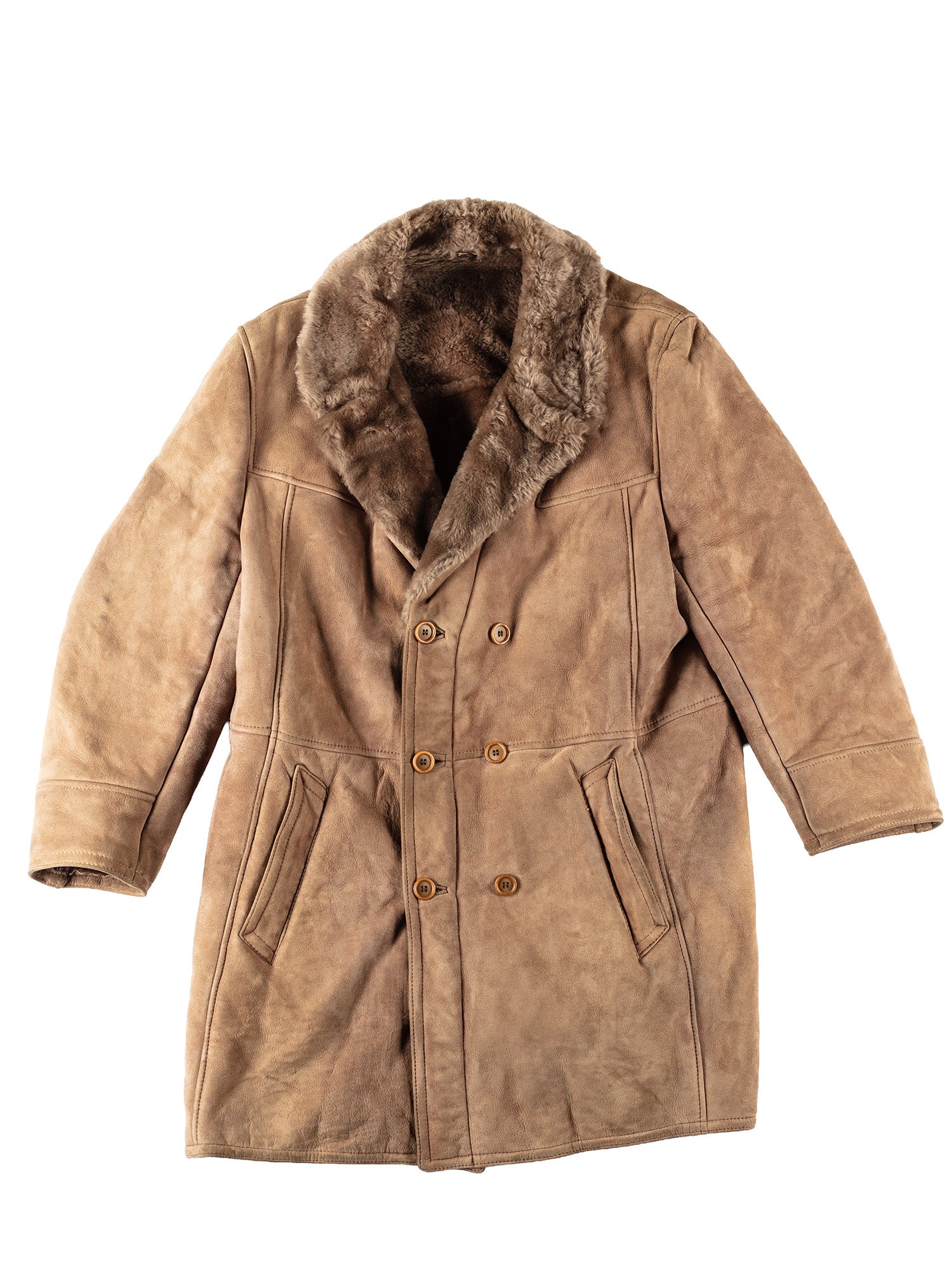 Vintage 80's Men Sheepskin Coat in Beige by Northern Grip