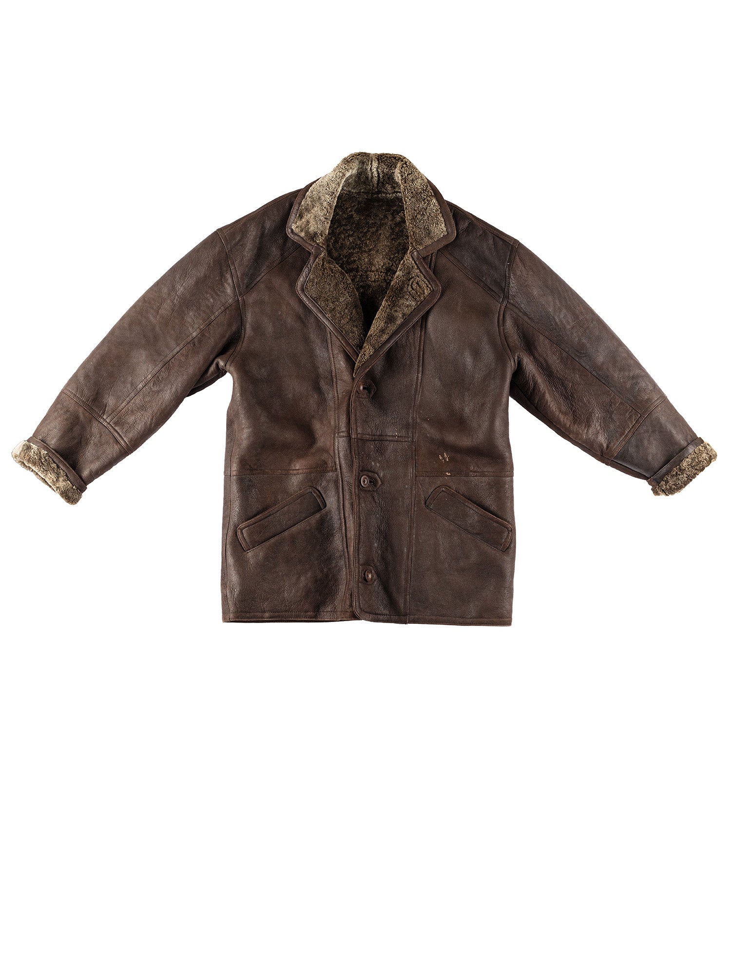 Vintage 80's Men Sheepskin Coat in Brown by Northern Grip