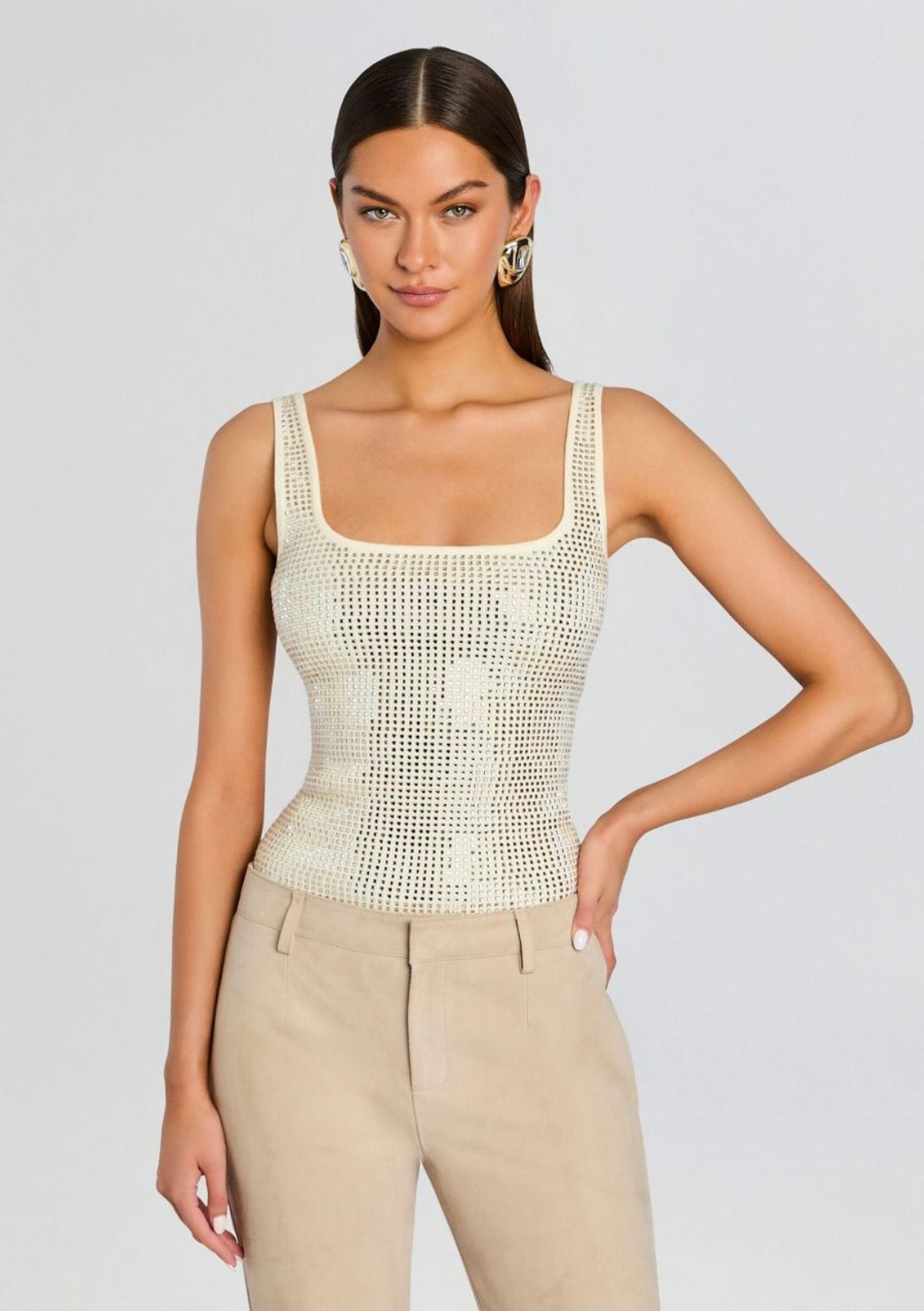 Retrofete Marzia Embellished Top in Winter White by Sierra Deene