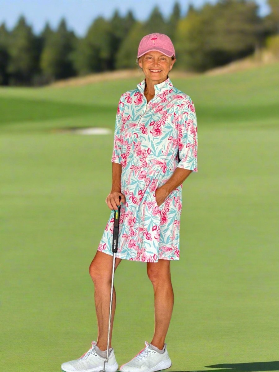 Flamingos and Flowers Dress by Putter Girl