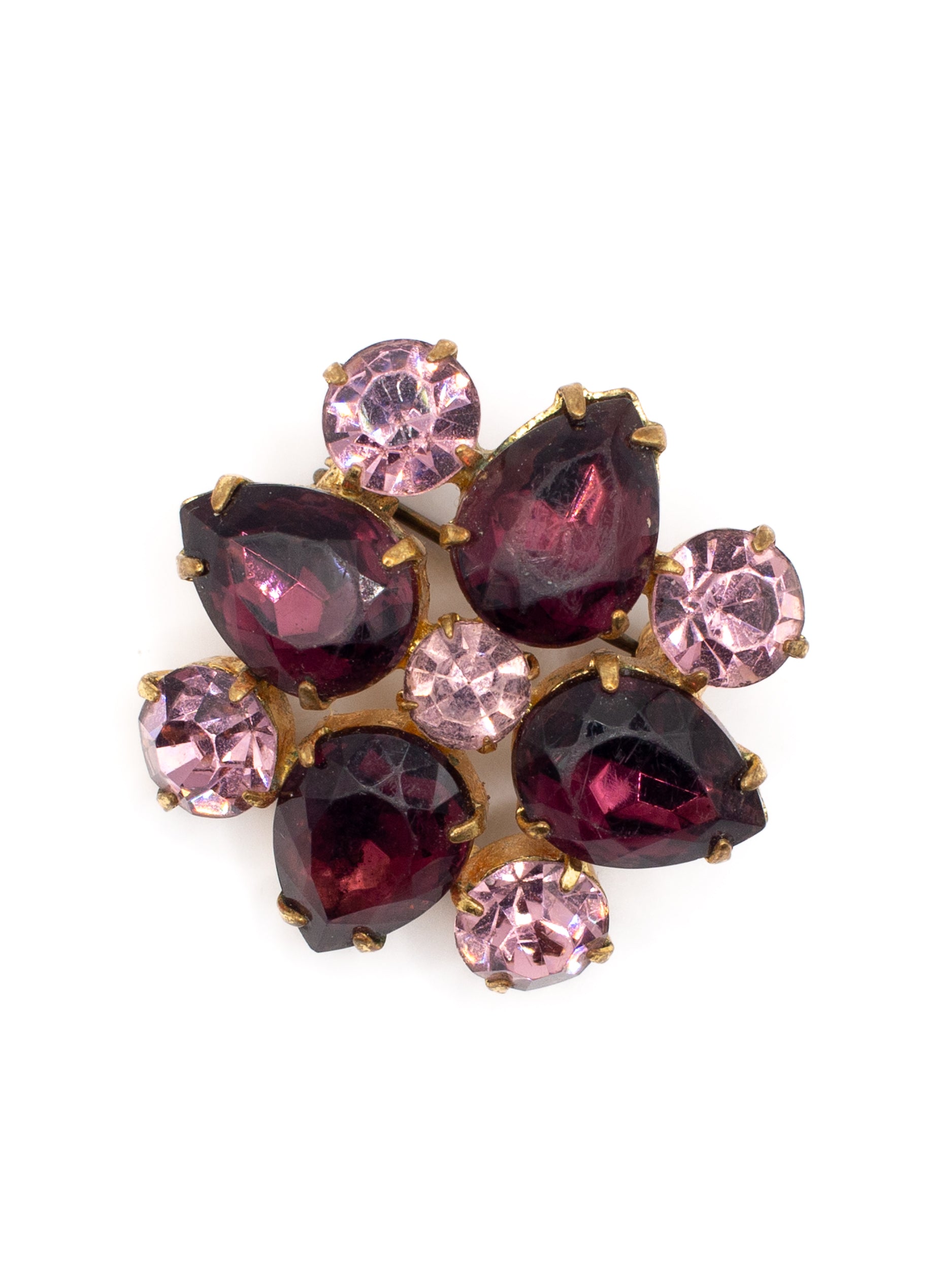 Vintage 60's Floral Rhinestone Brooch in Purple by Northern Grip