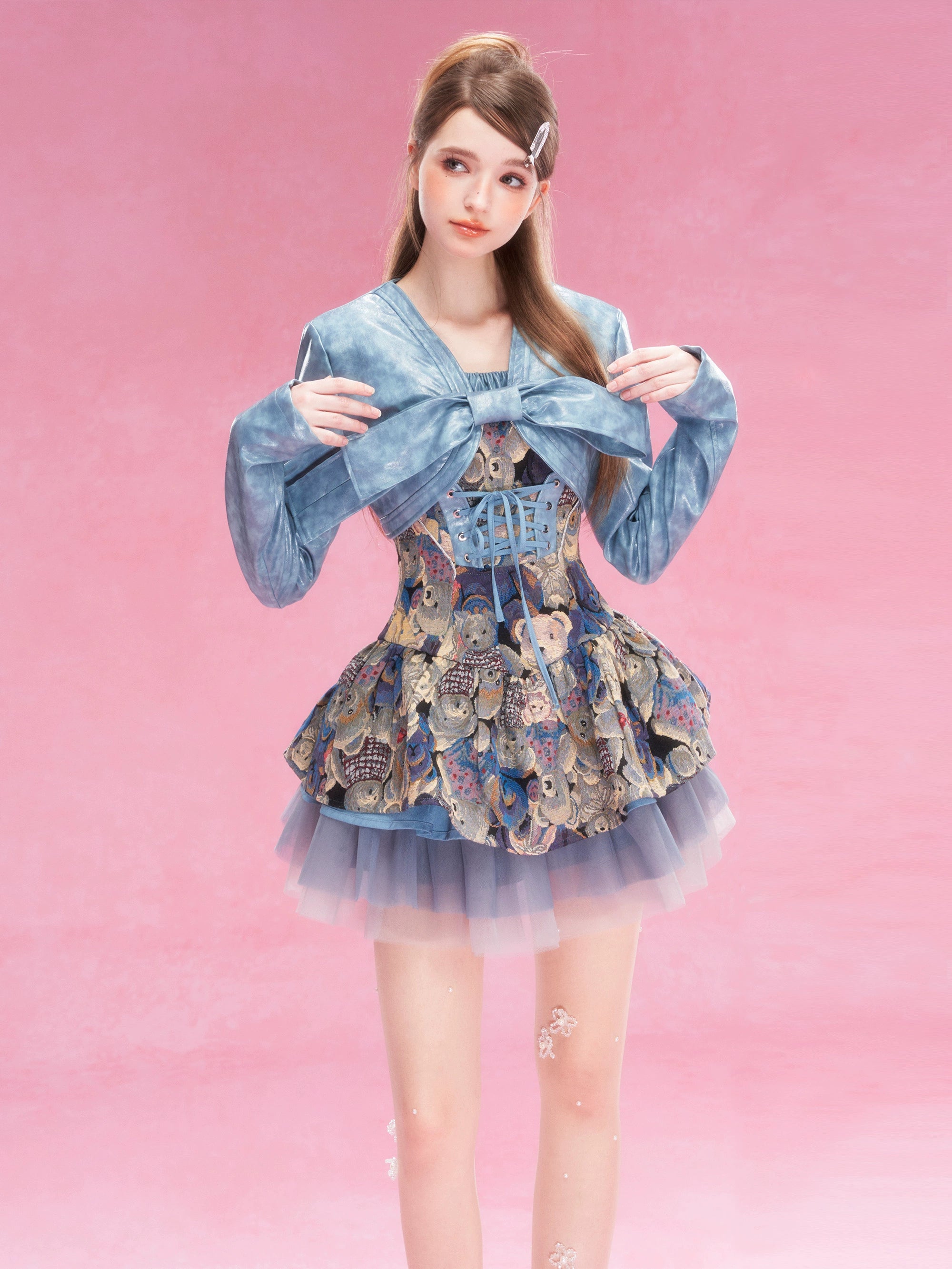 Affordable Girly Fashion - YZZI HE Bear Jacket Dress Suit for Cute Girly Outfits by Land Decora