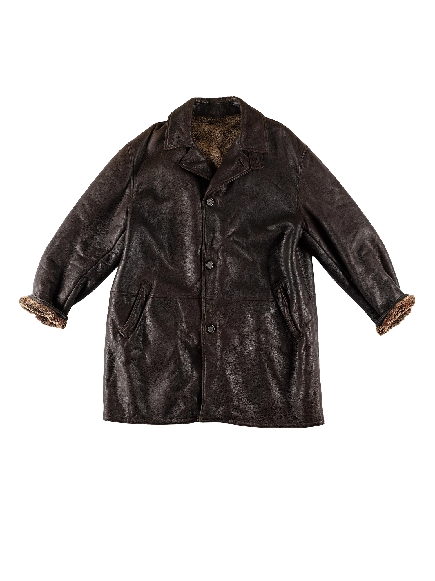 Vintage 80's Men Sheepskin Coat in Brown by Northern Grip
