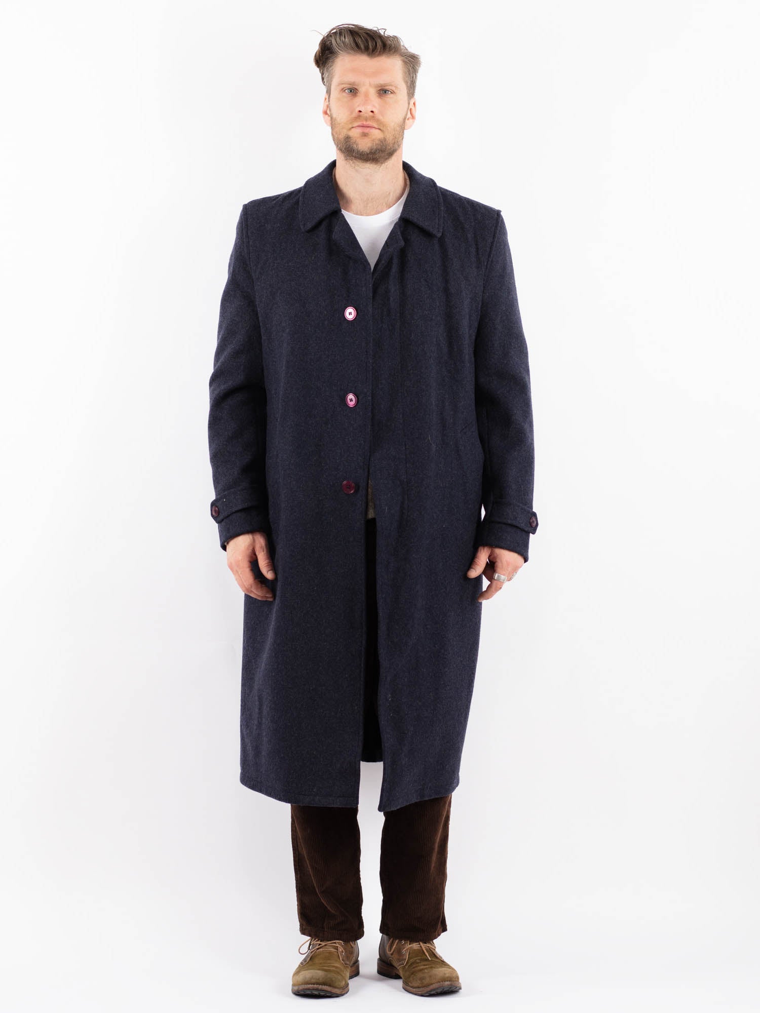 Vintage 90's Men Wool Blend Coat in Blue by Northern Grip