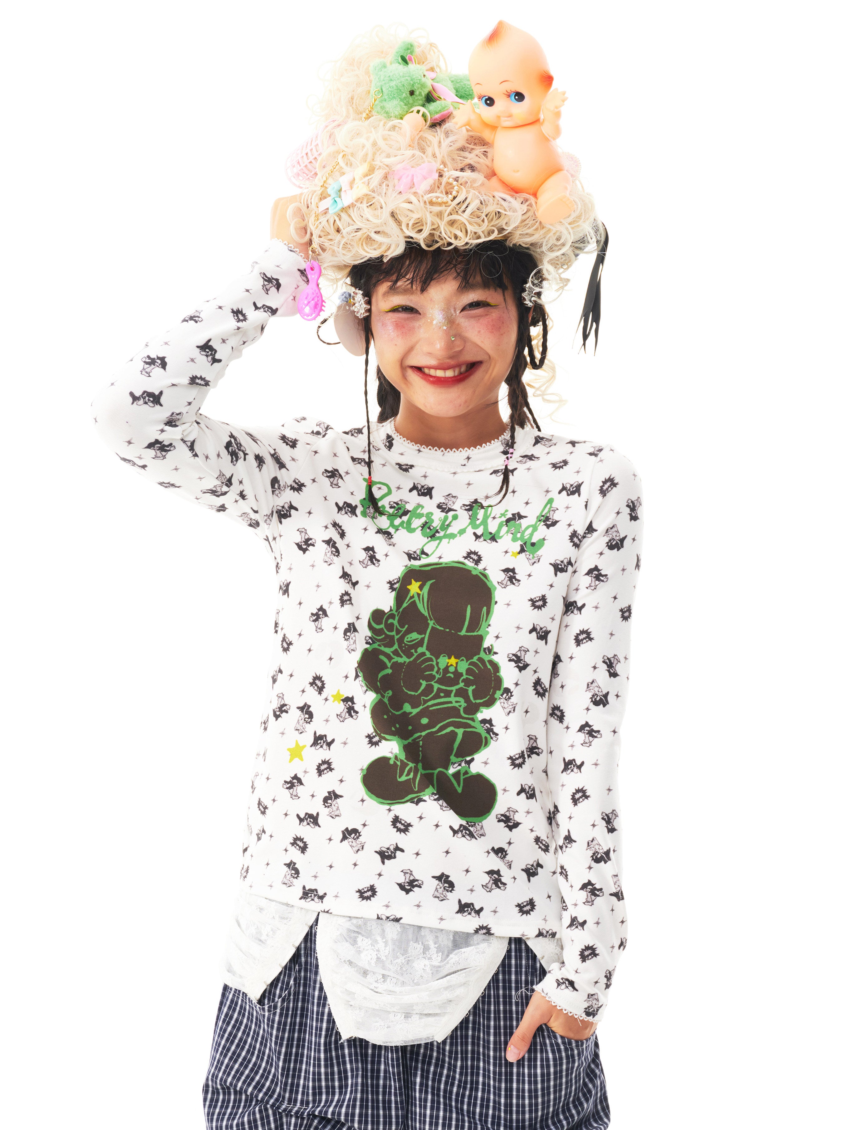 White Floral Knit Long Sleeve Top - sillysis by Land Decora