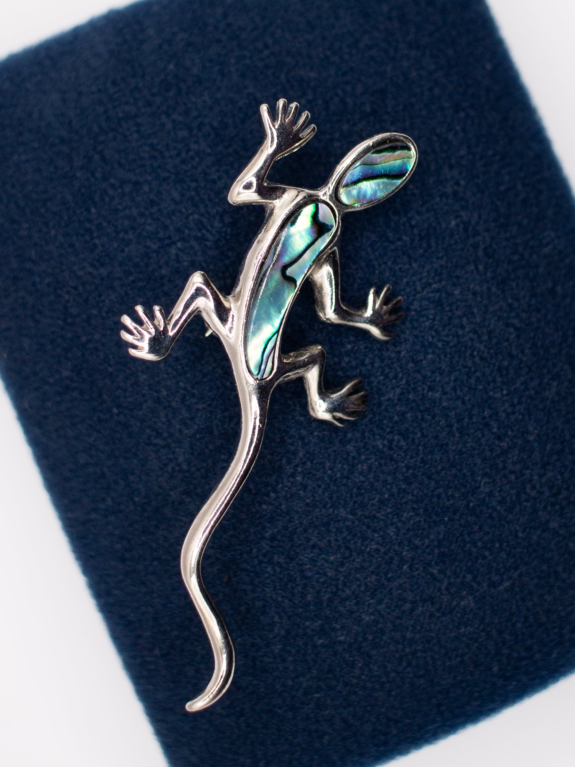 Vintage 80's Gecko Brooch Abalone Shell Inlay by Northern Grip