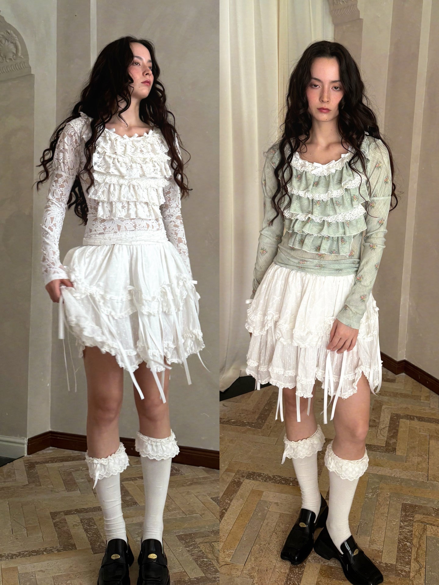Kawaii Lace Long Sleeve Top Stretch - daytoday Everyday Institute by Land Decora