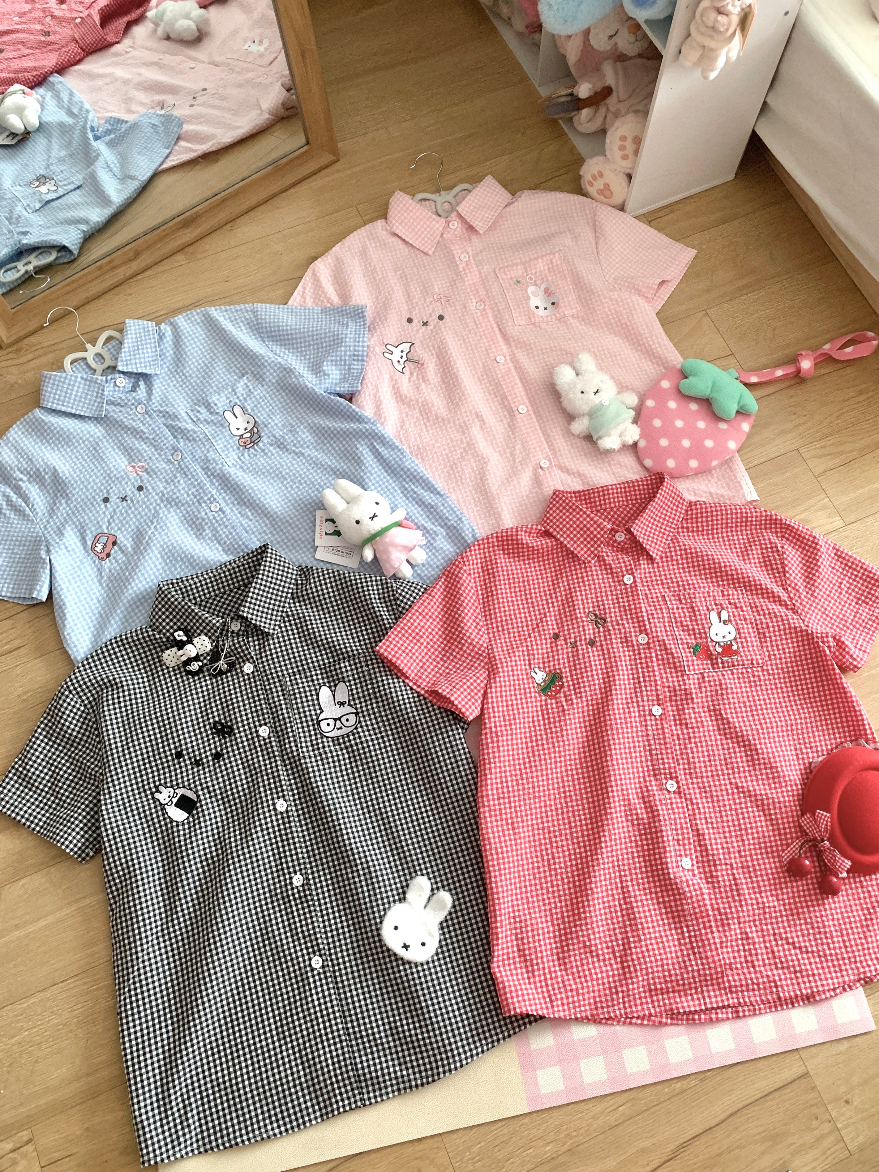 Kawaii Plaid Shirt - Blurred Bear by Land Decora