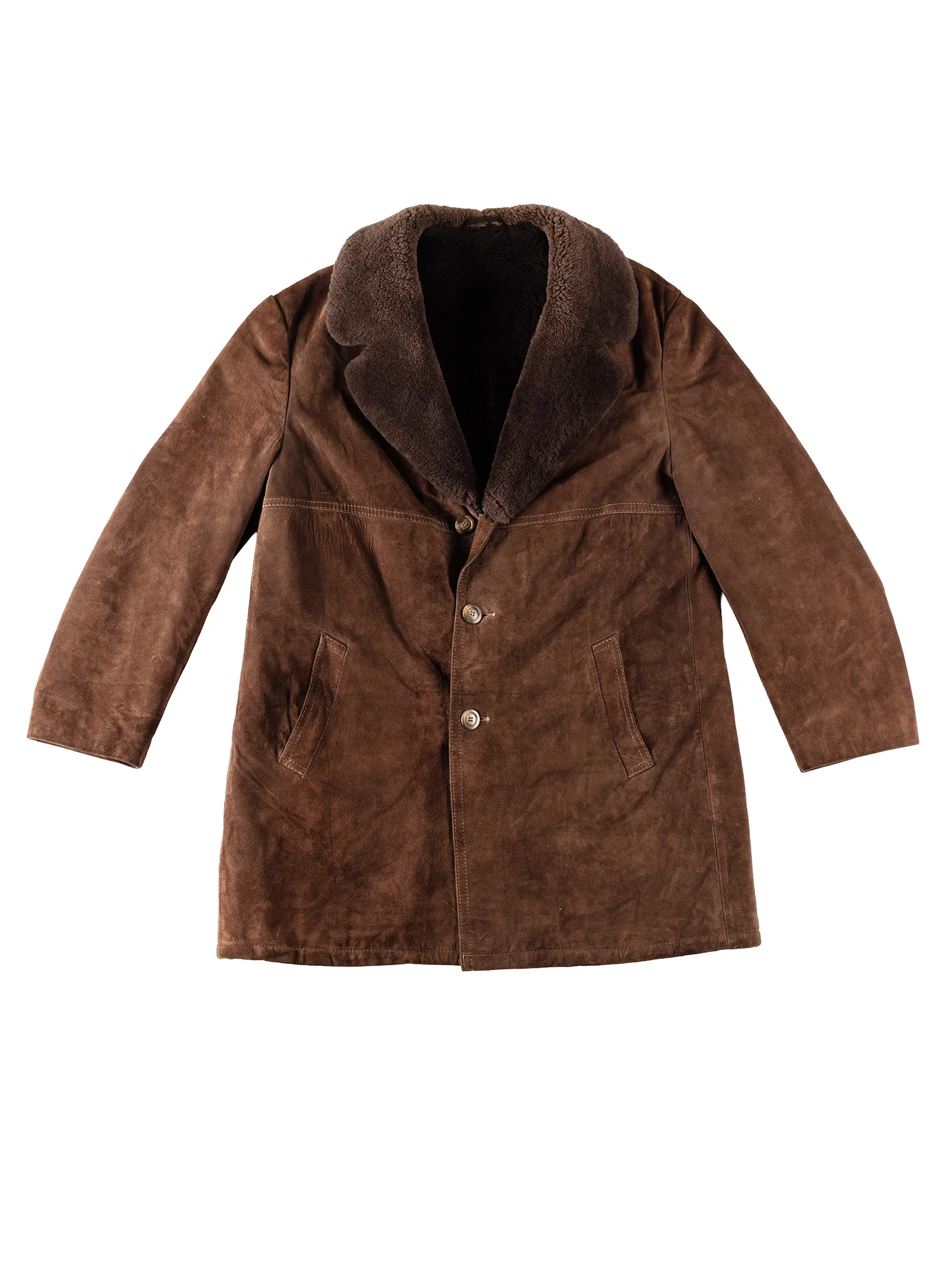 Vintage 80's Men Faux Sheepskin Coat in Brown by Northern Grip