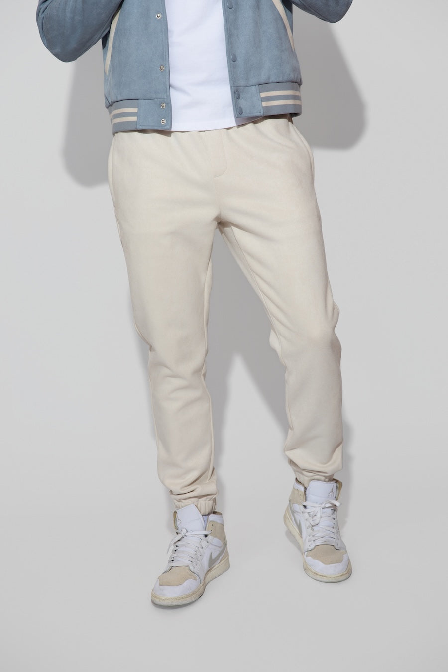 Noah Butter Suede Ivory Stretch Skinny Jogger by MONFRERE