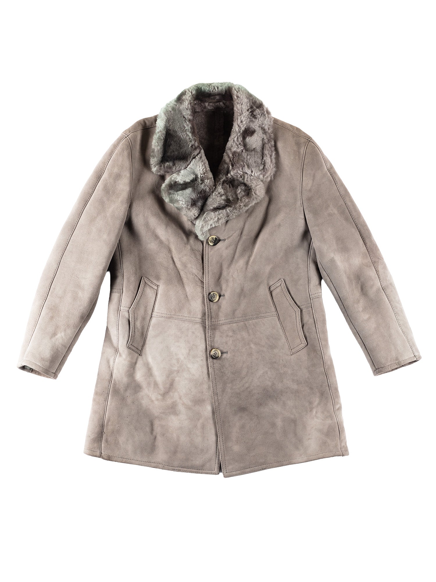 Vintage 70's Men Sheepskin Coat in Gray by Northern Grip