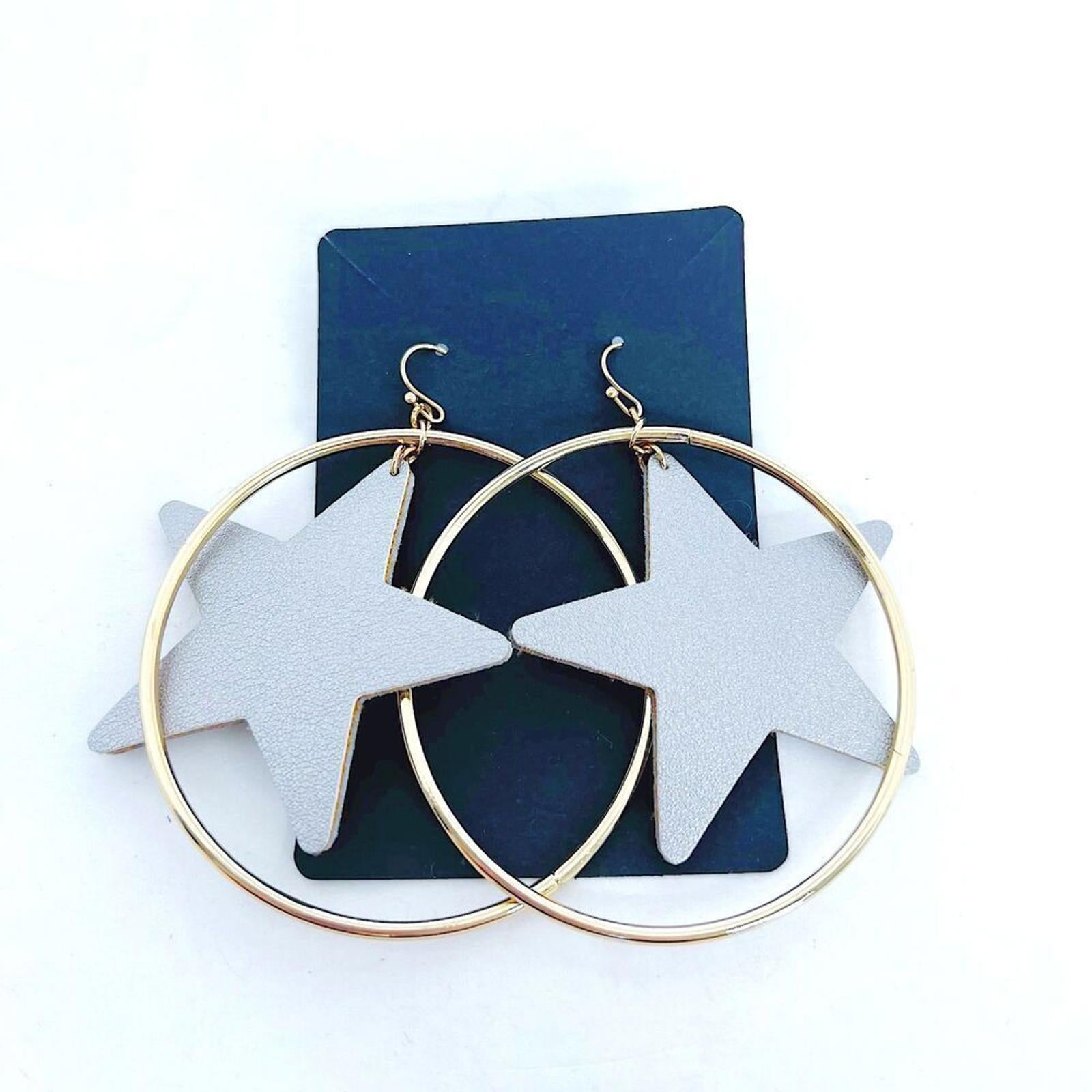 Silver Star Gold Hoop Statement Earrings by Hot Girl Secondhand