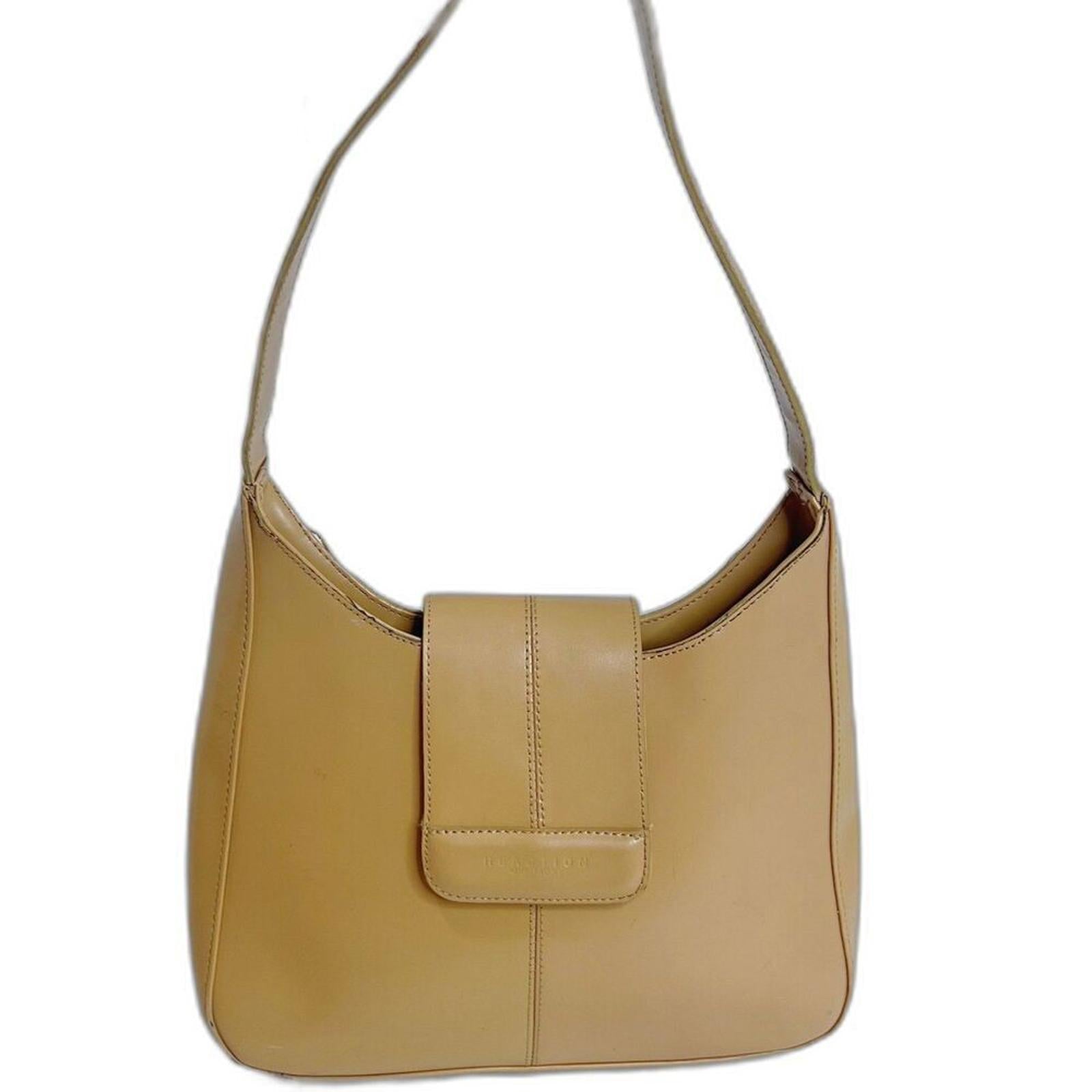 Kenneth Cole Reaction Tan Leather Structured Shoulder Bag Purse by Hot Girl Secondhand