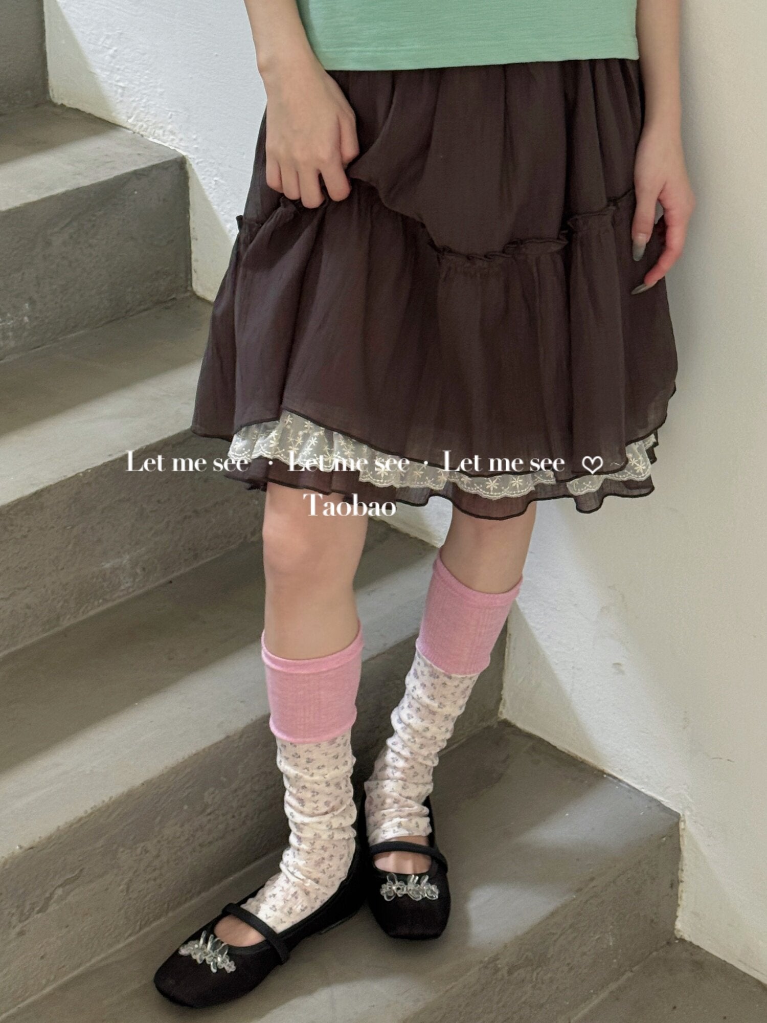 Floral Retro Cream Leg Warmers - LET ME SEE by Land Decora