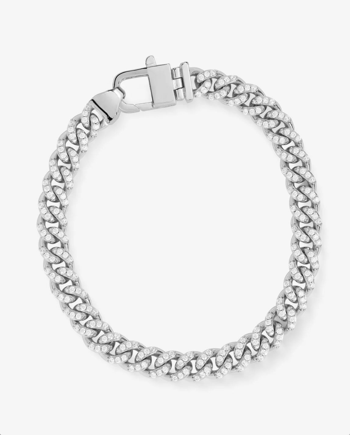 Melinda Maria Pave Julian Cuban Chain Bracelet in Silver by Sierra Deene