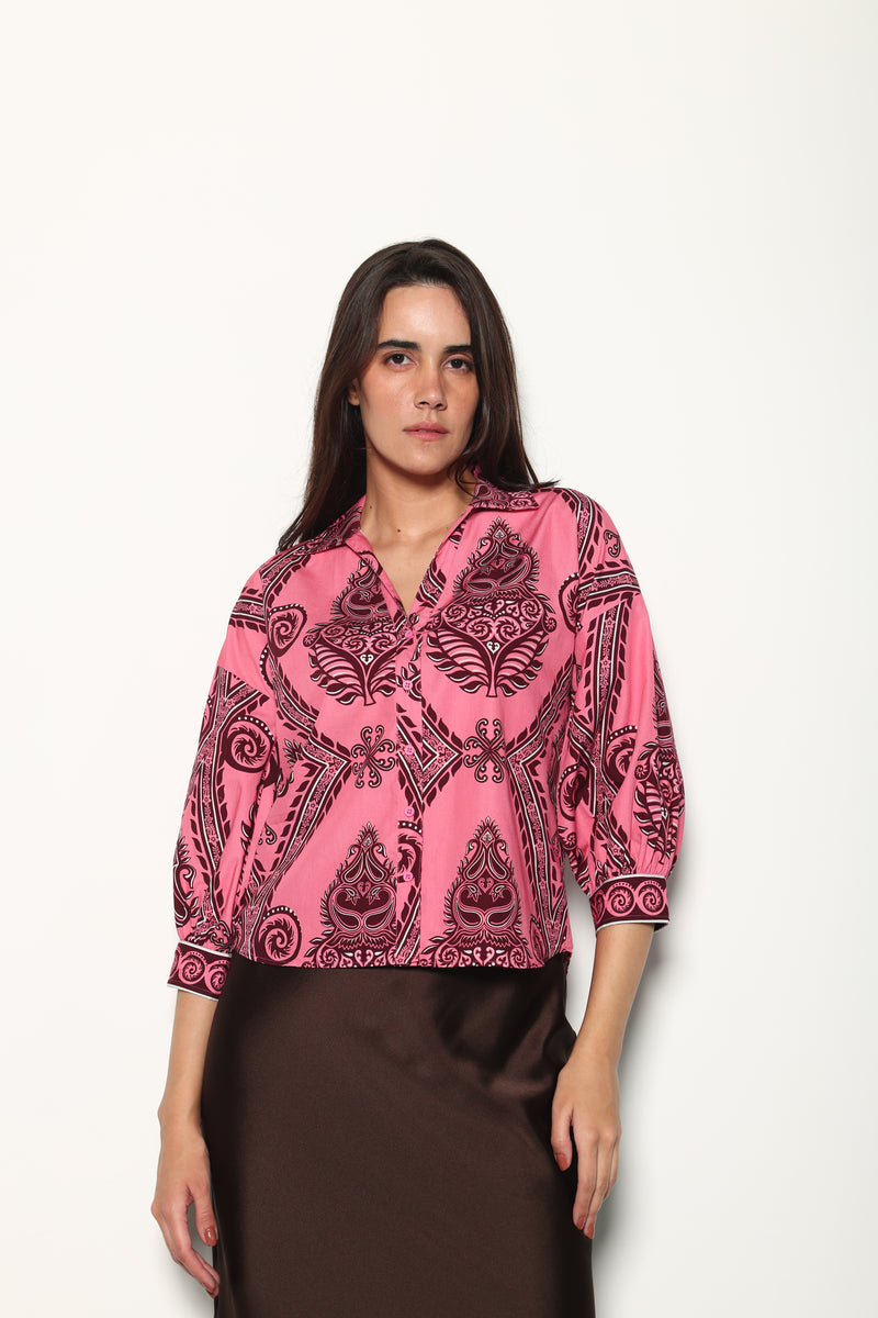 SALMON MOTIFS ELSA TOP by Maude Vivante