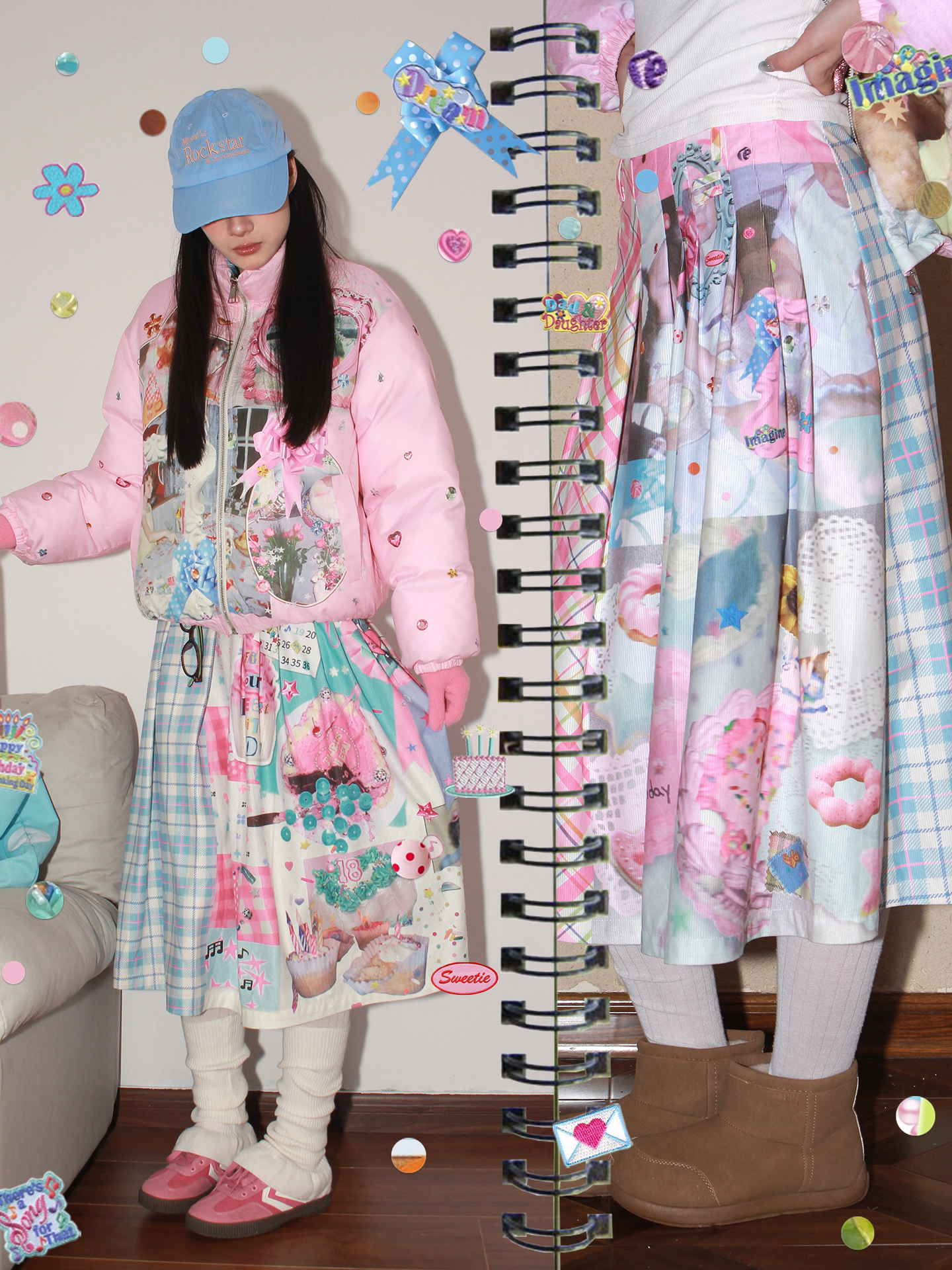 Kawaii Retro Plaid Reversible Skirt - NeogoMade by Land Decora