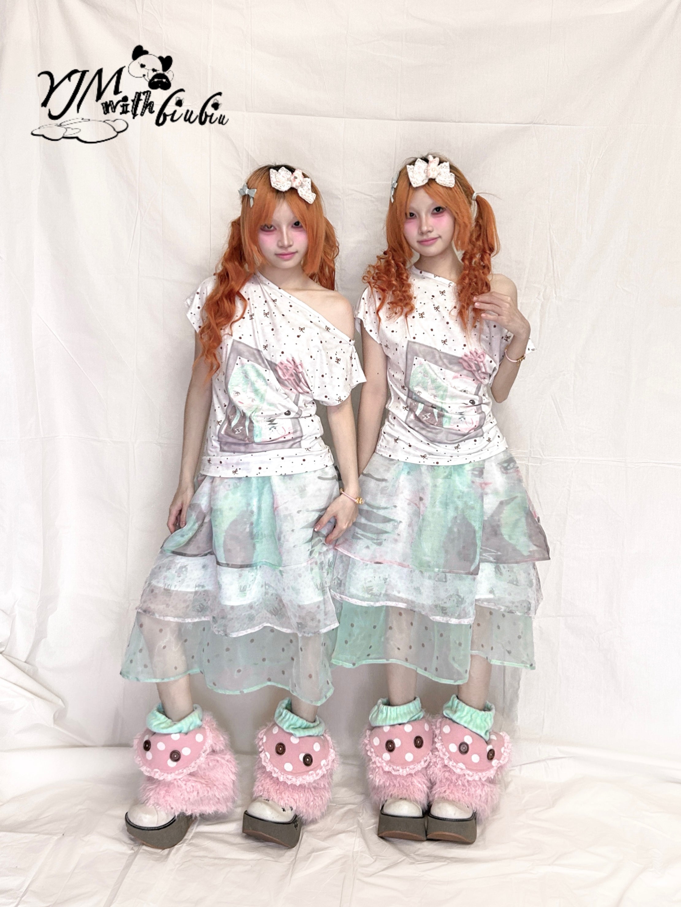 Kawaii Layered Tulle Skirt Mint Smoke - YJM with biubiu by Land Decora