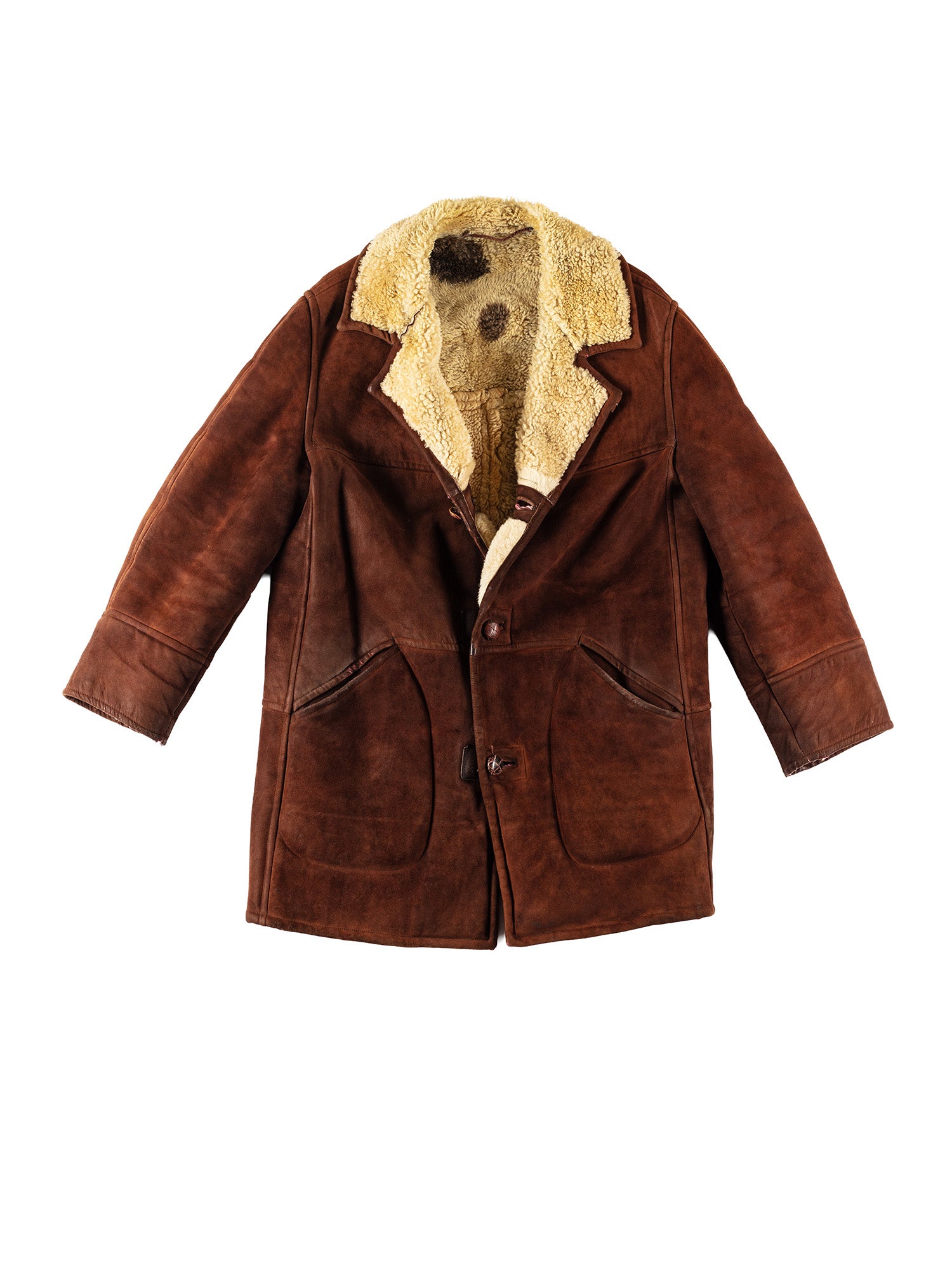 Vintage 70's Men Sheepskin Coat in Brown by Northern Grip