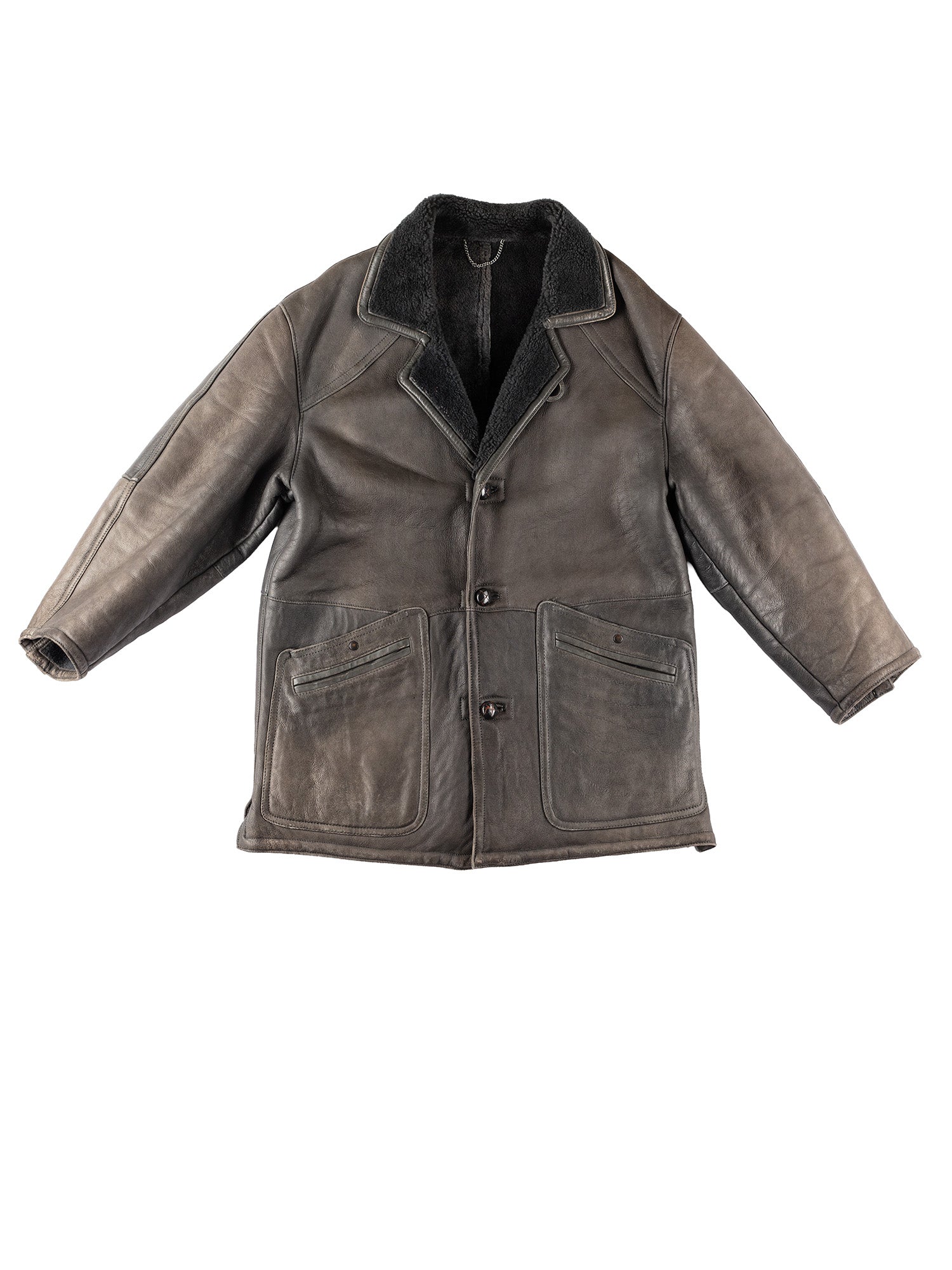 Vintage 80's Men Sheepskin Coat in Gray by Northern Grip