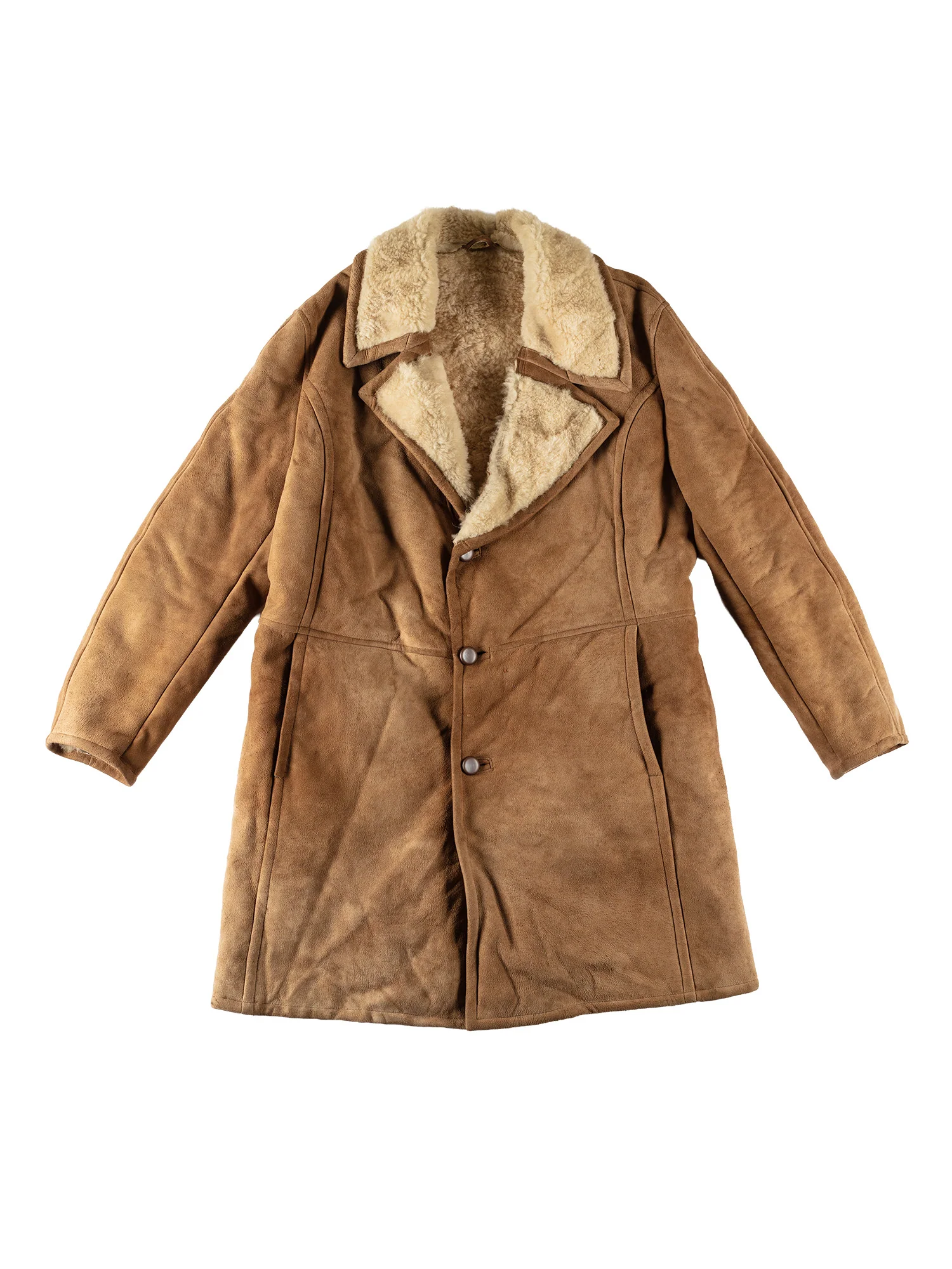 Vintage 80's Men Sheepskin Coat in Brown by Northern Grip